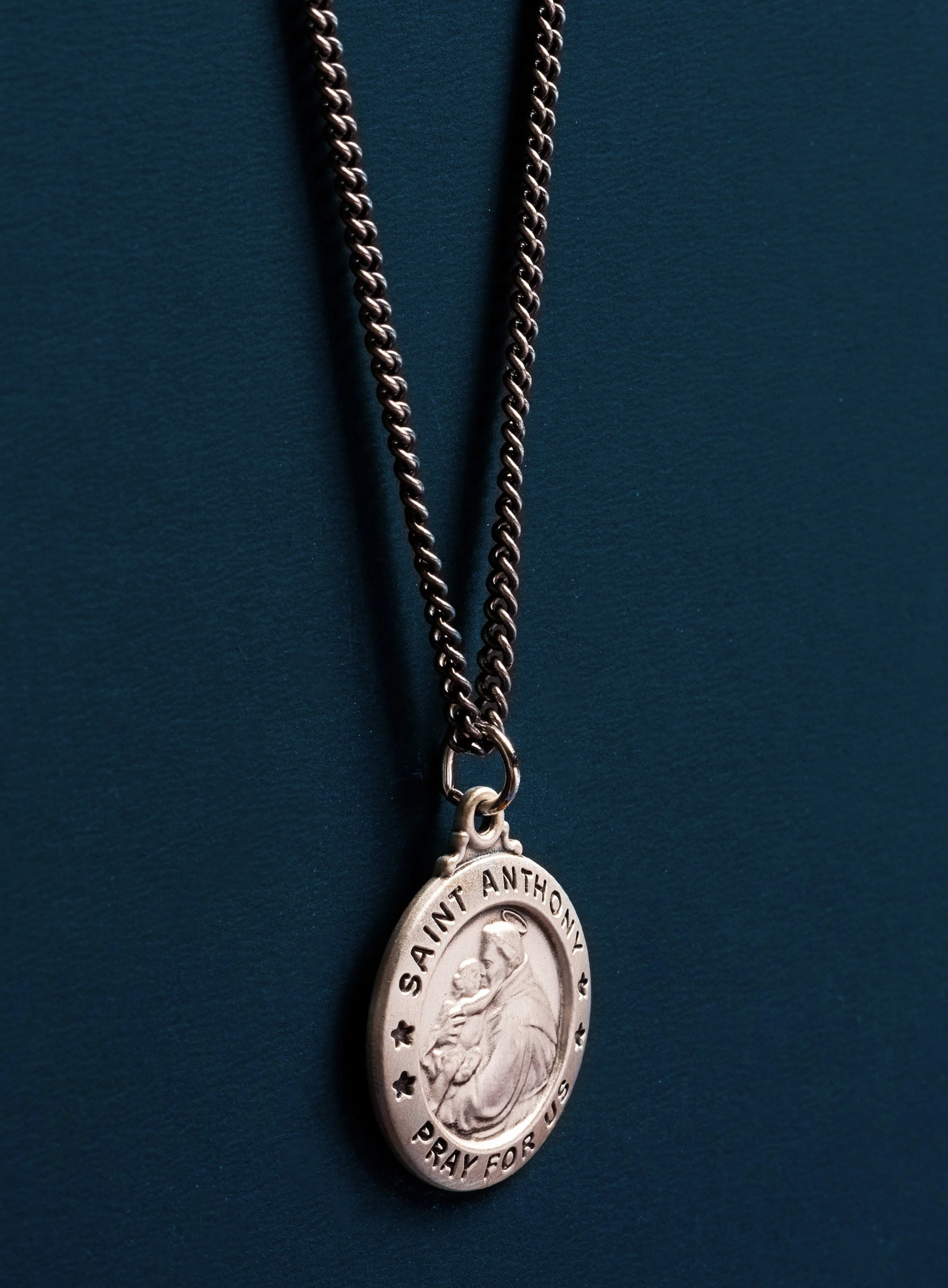 Saint Anthony Silver Medal Necklace for Men - Image 3