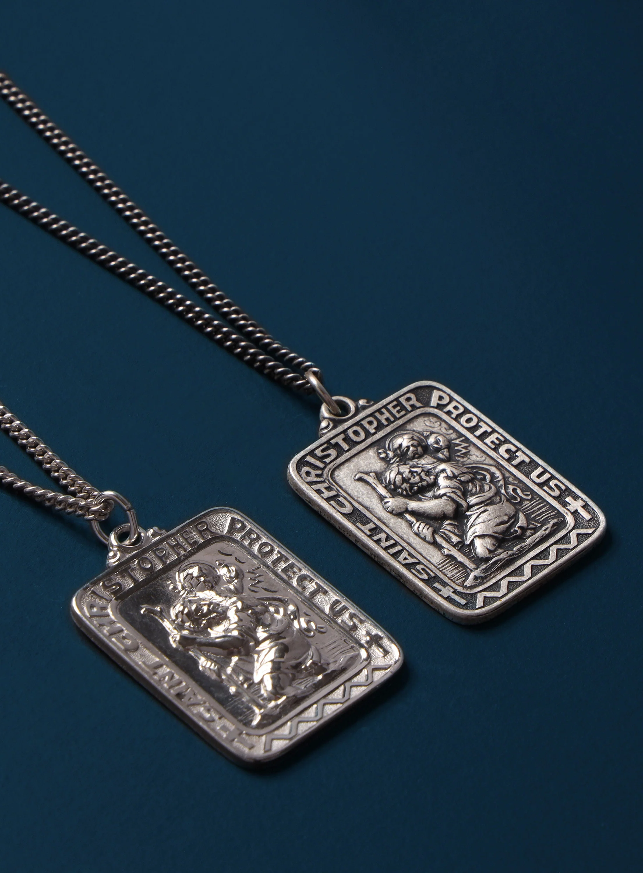 Saint Christopher Large Rectangular Medal Necklace for Men - Image 4