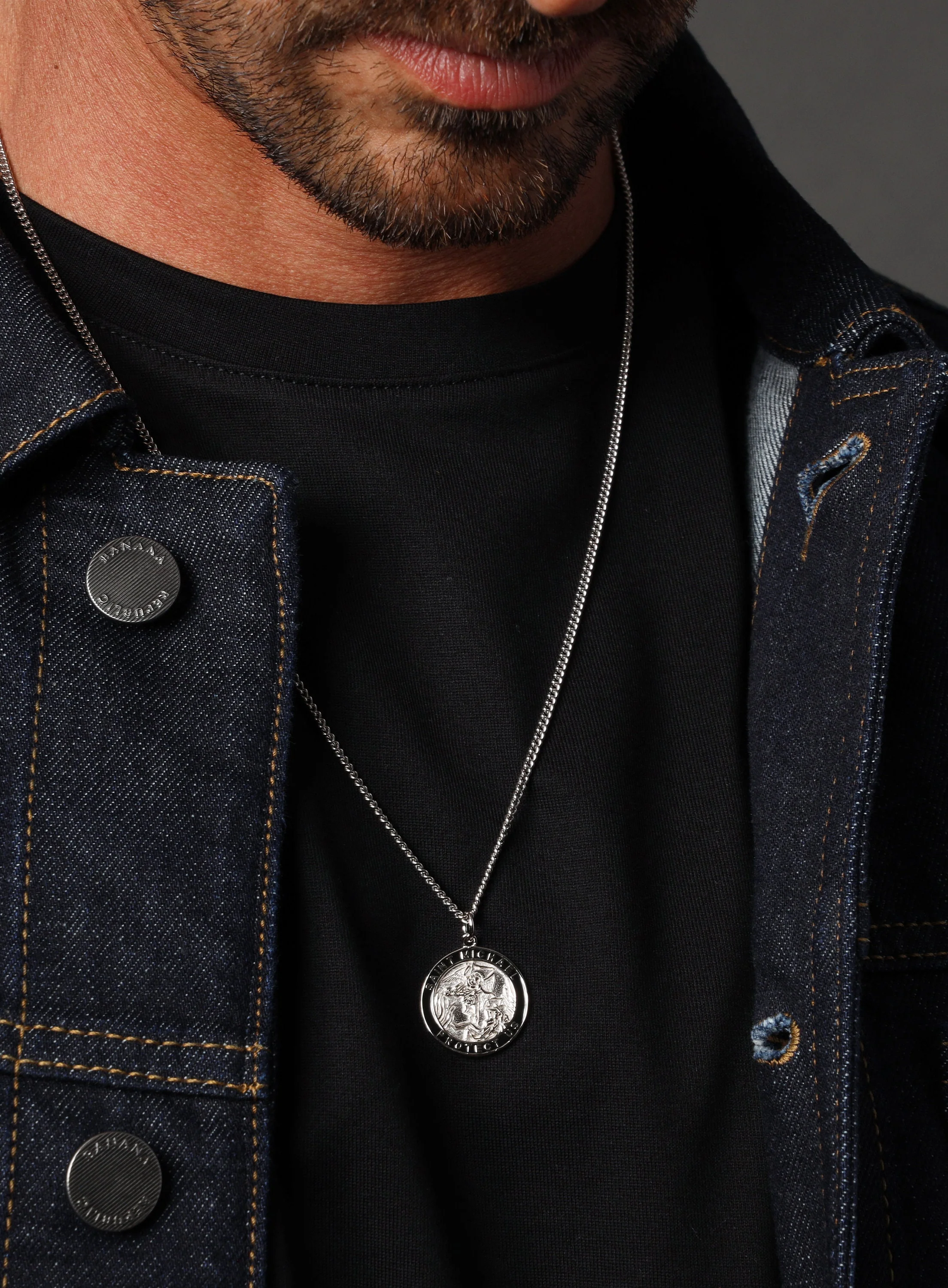 Sterling Silver Saint Michael Men's Necklace - Image 3