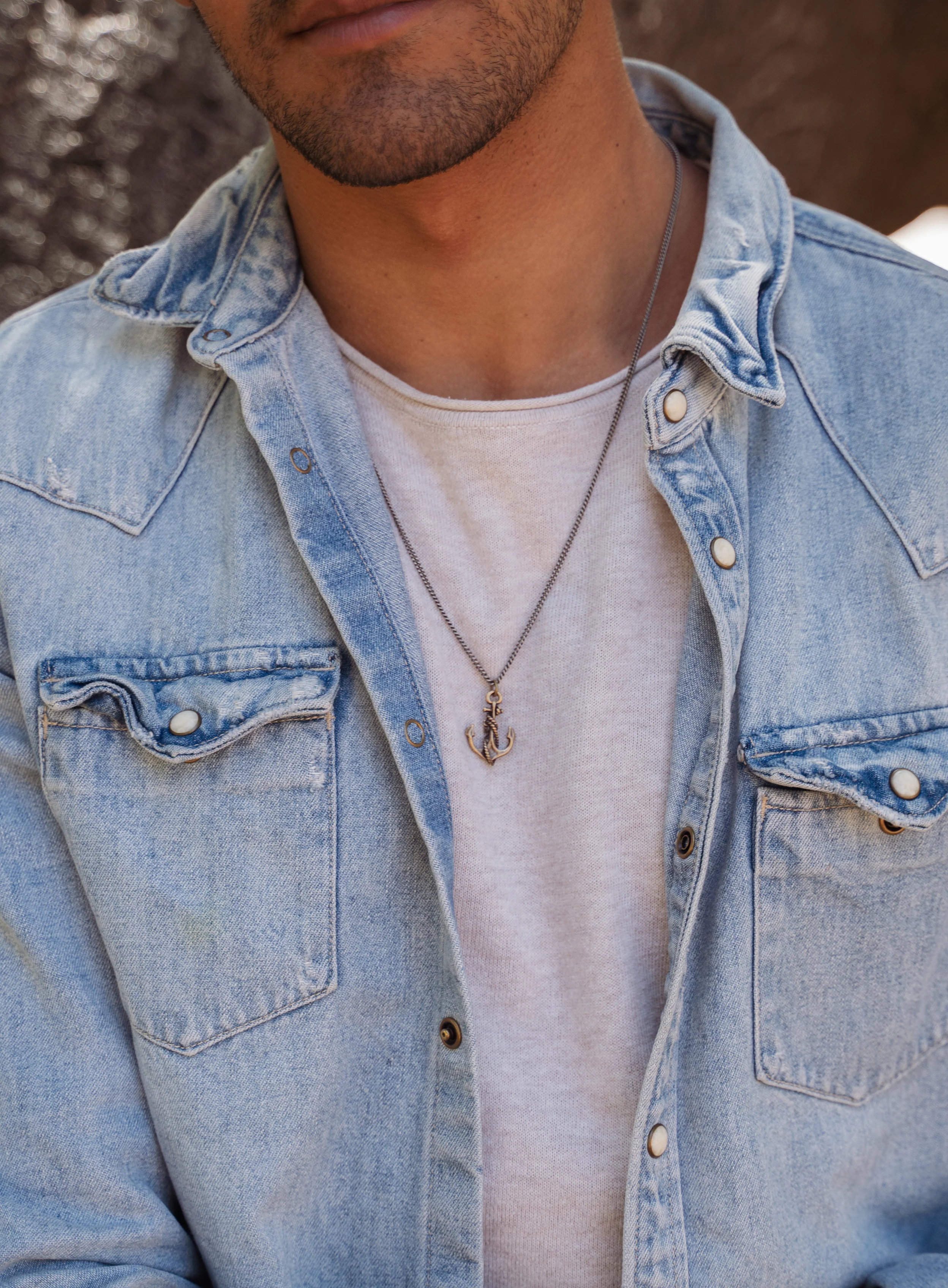 Bronze Anchor Necklace for Men - Image 4
