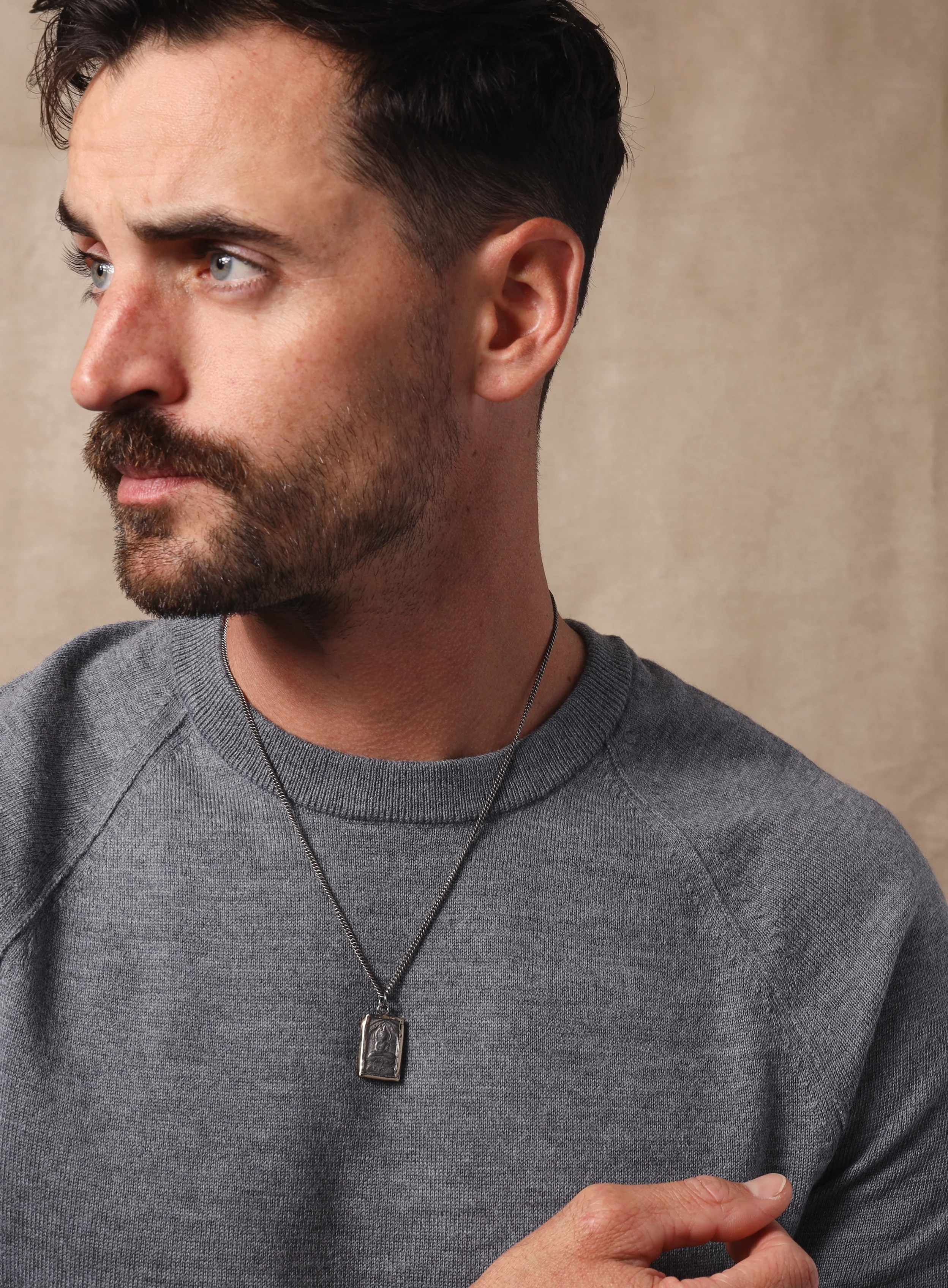 Silver Buddha Necklace for Men - Image 3