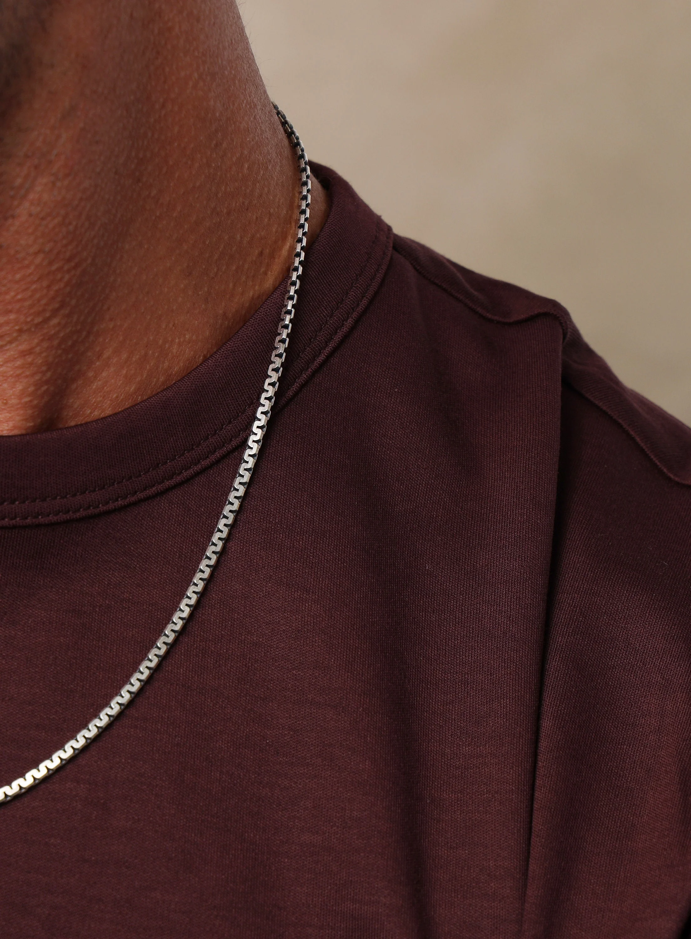 925 Oxidized Sterling Silver Zig-Zag Chain Necklace for Men - Image 3