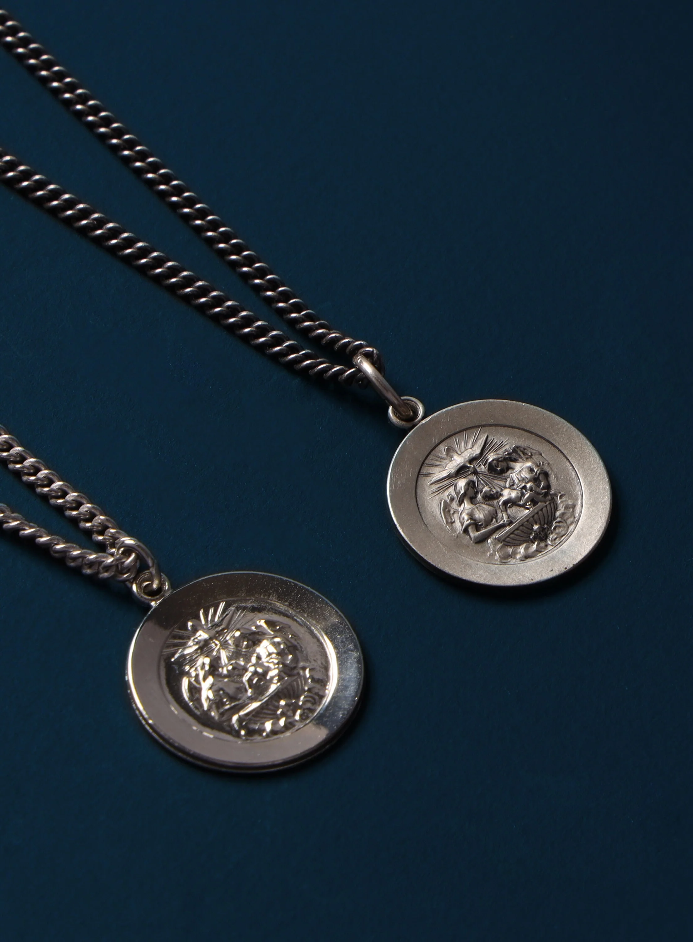 Small Baptism Sterling Silver Medal Necklace for Men - Image 4