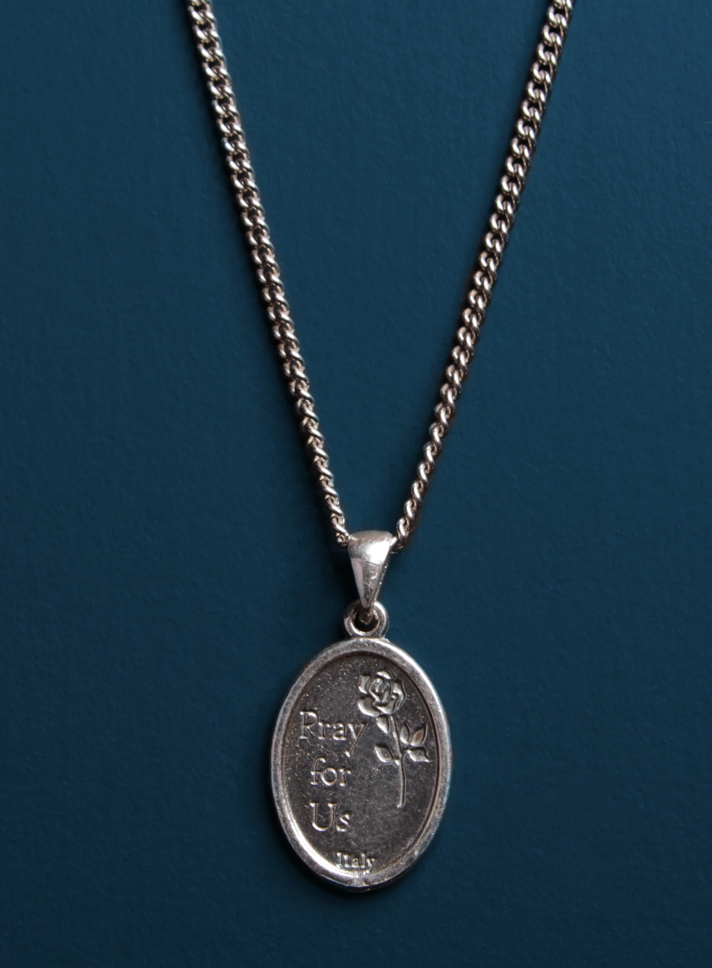 St. Therese Sterling Silver Medal Necklace for Men - Image 4