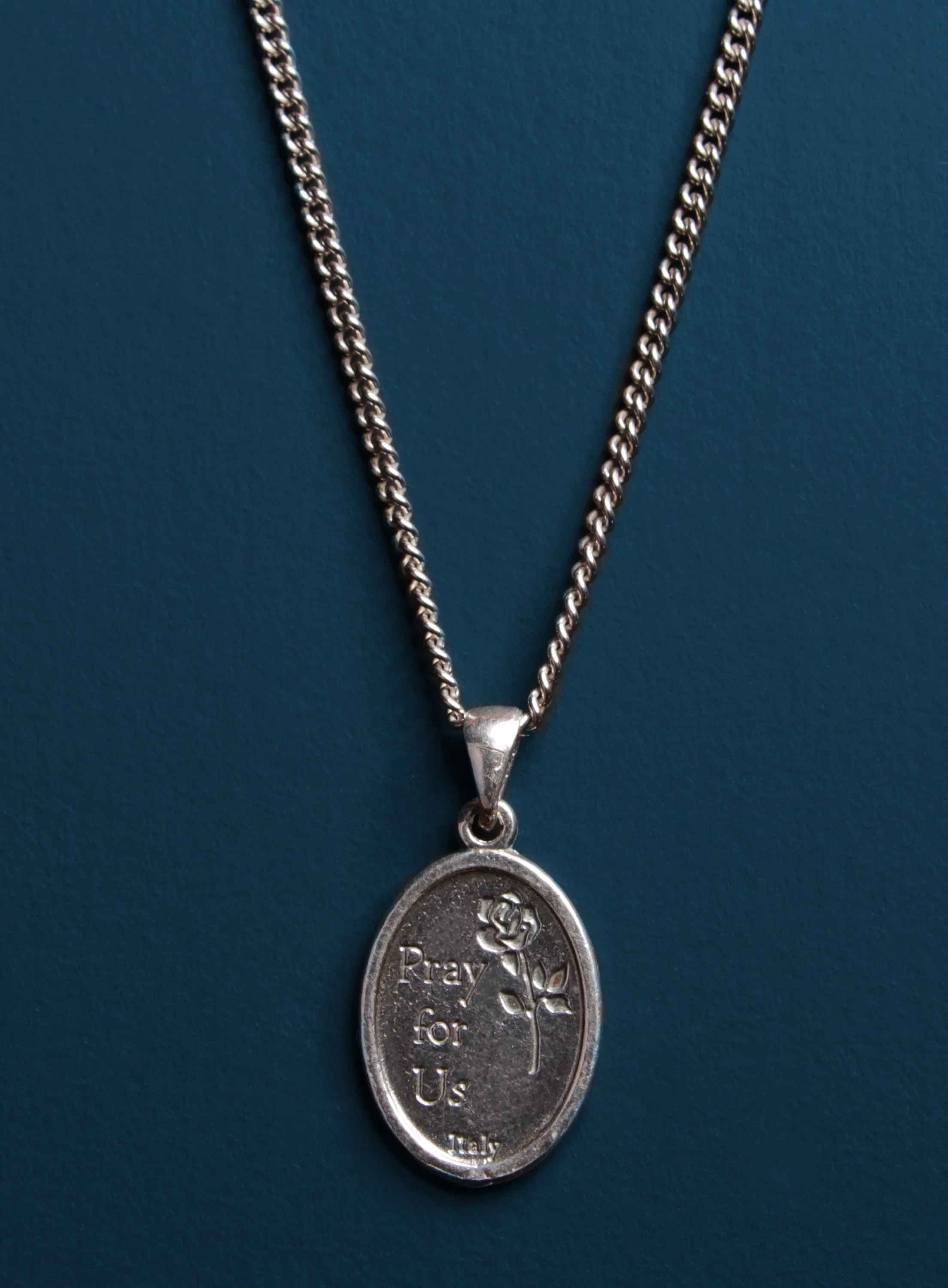 St Therese Sterling Silver Oval Medal Necklace - Image 4