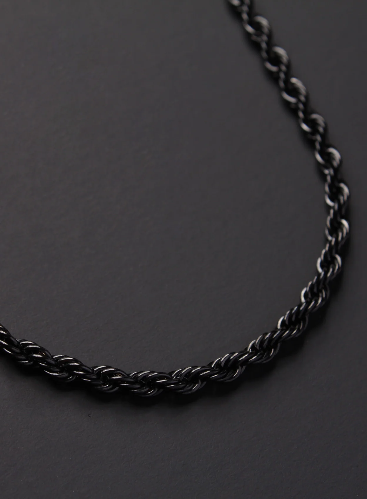 Stainless steel black rope chain necklace for men - Image 4