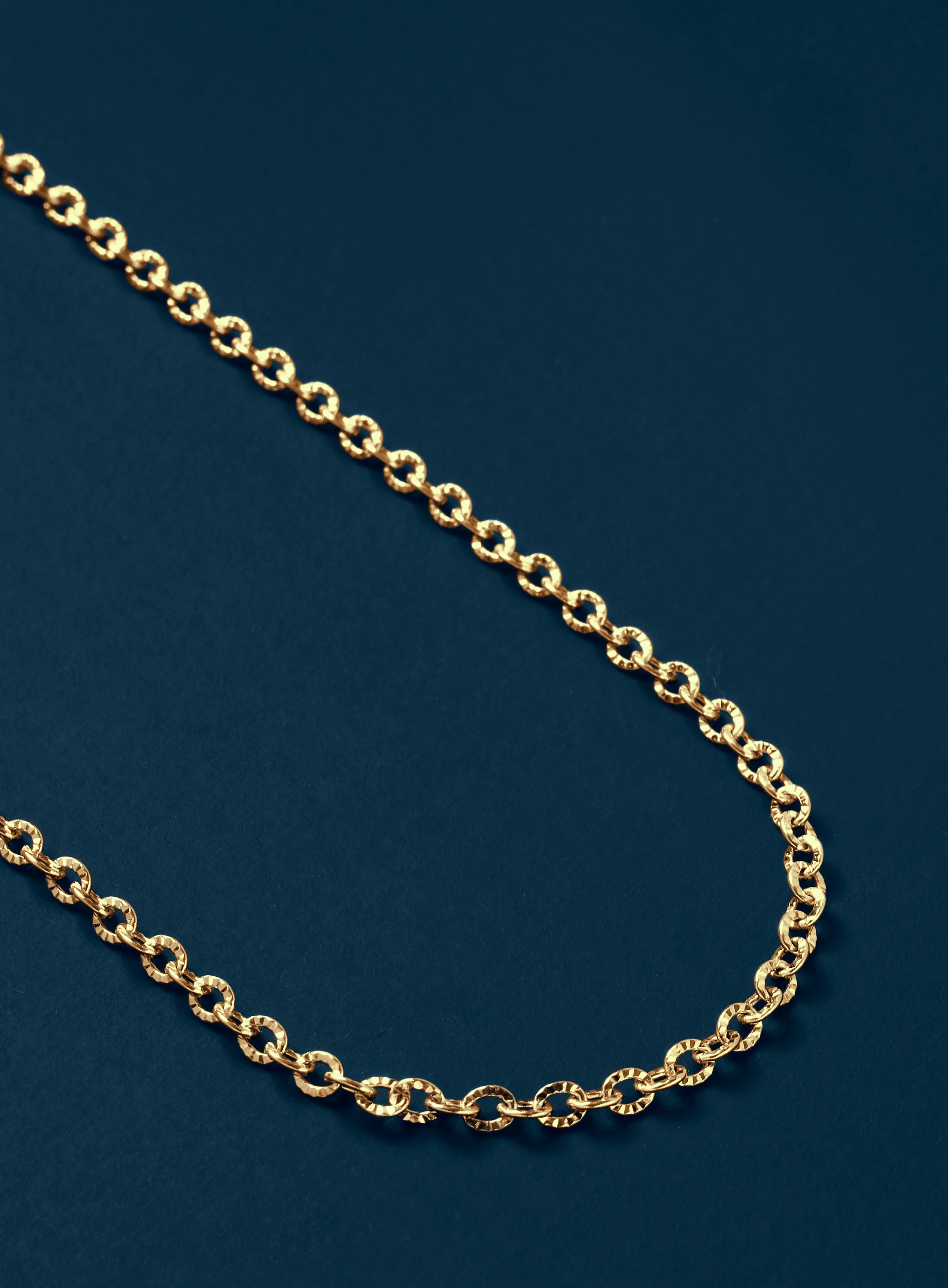 Stainless Steel Gold Plated 3mm Textured Cable Chain Necklace for Men - Image 4