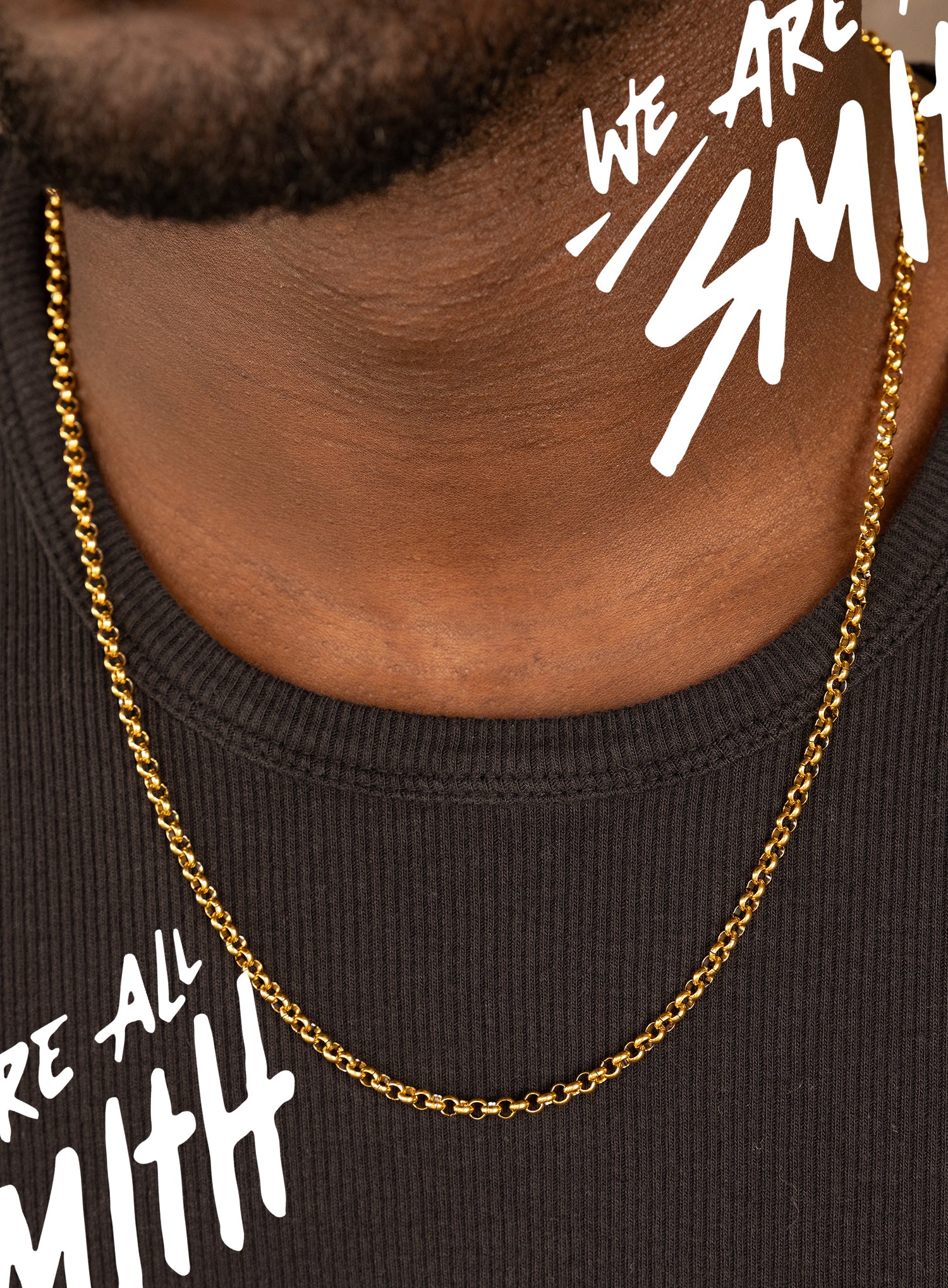 Stainless Steel Gold Plated 4mm Large Rolo Chain Necklace - Image 5