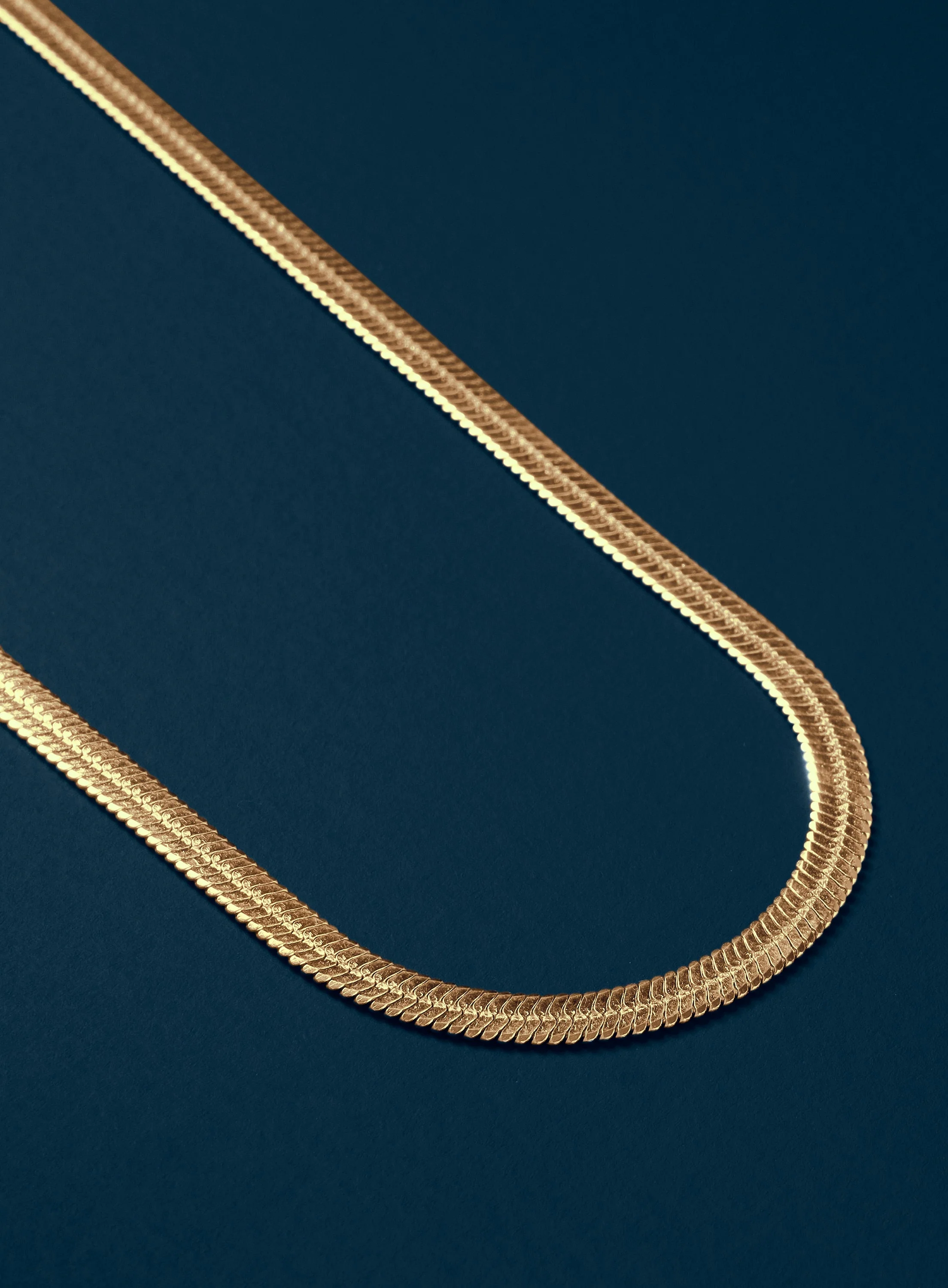 Stainless Steel Gold Plated 5mm Herringbone Chain Necklace - Image 6