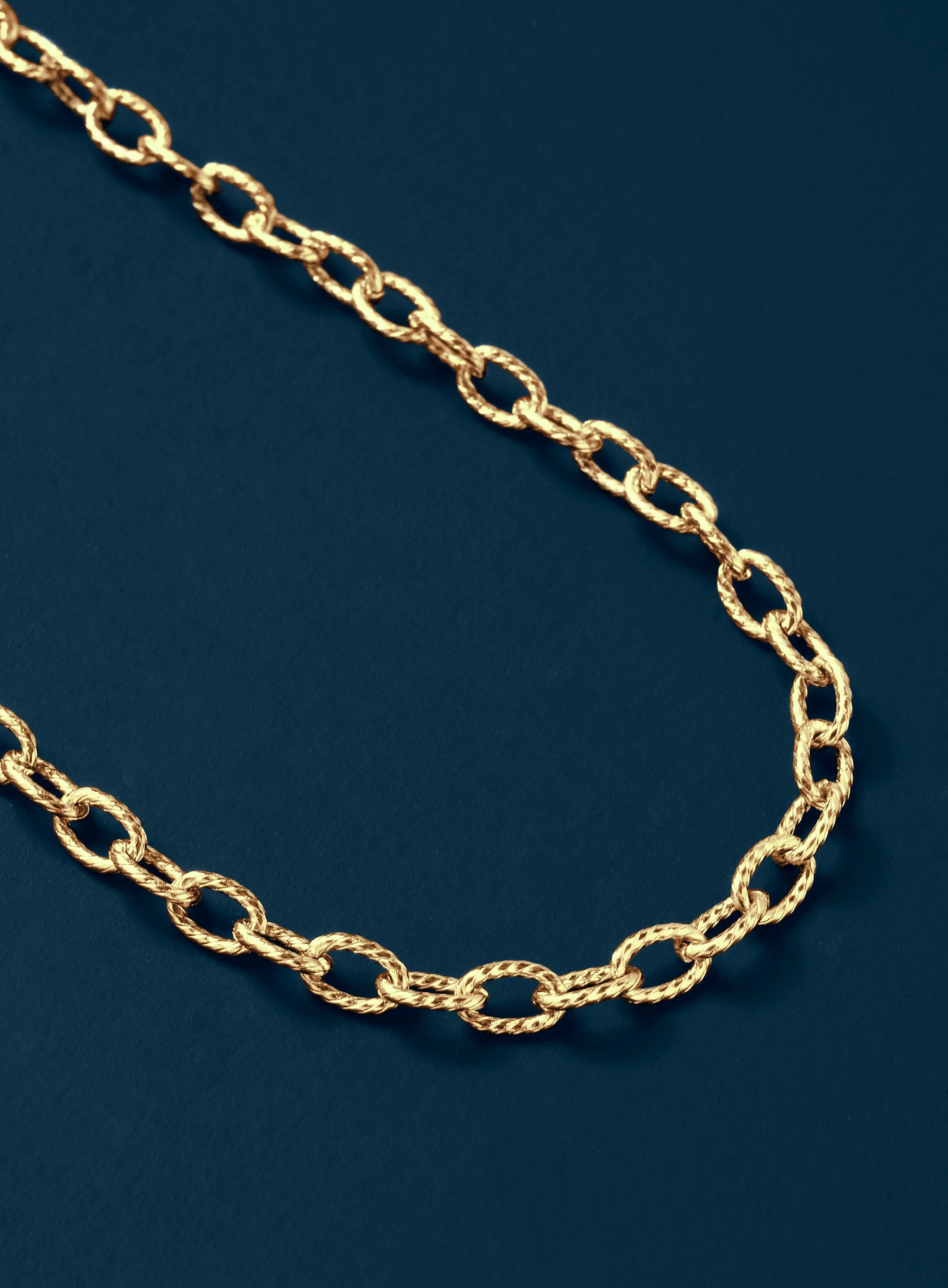 Stainless Steel Gold Plated 5mm Textured Cable Chain Necklace - Image 3
