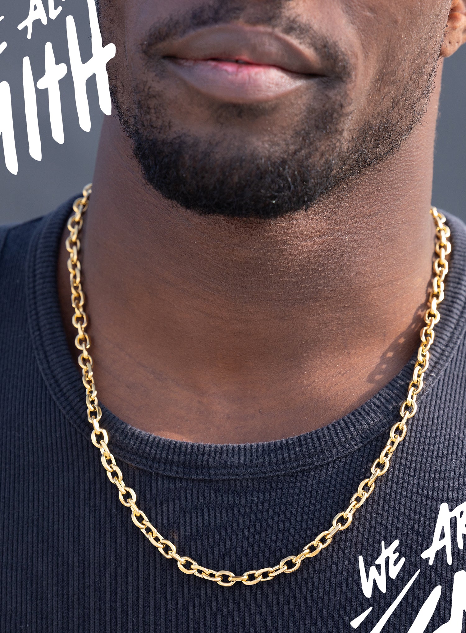 Stainless Steel Gold Plated 8mm Thick Cable Chain Necklace - Image 6