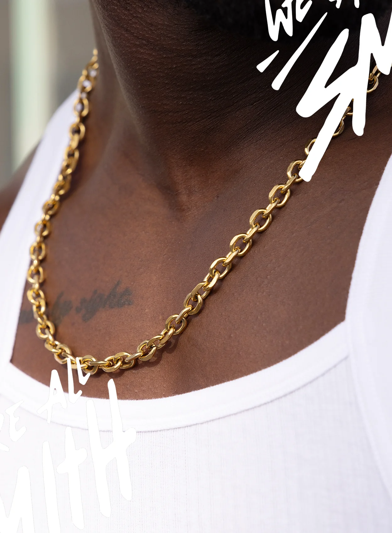 Stainless Steel Gold Plated 8mm Cable Chain Necklace - Image 2