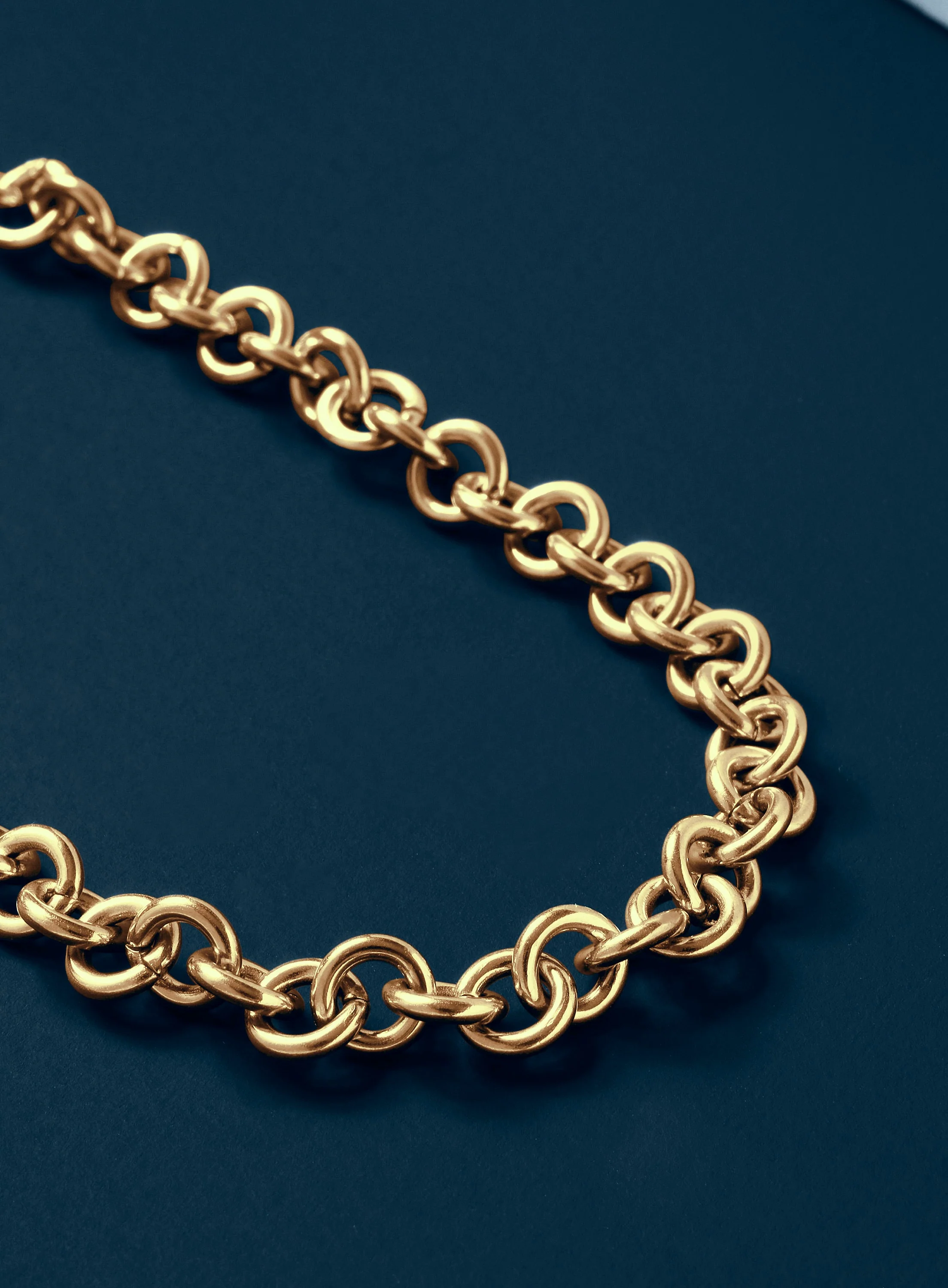 Stainless Steel Gold Plated 9mm  Round Cable Chain Necklace - Image 3
