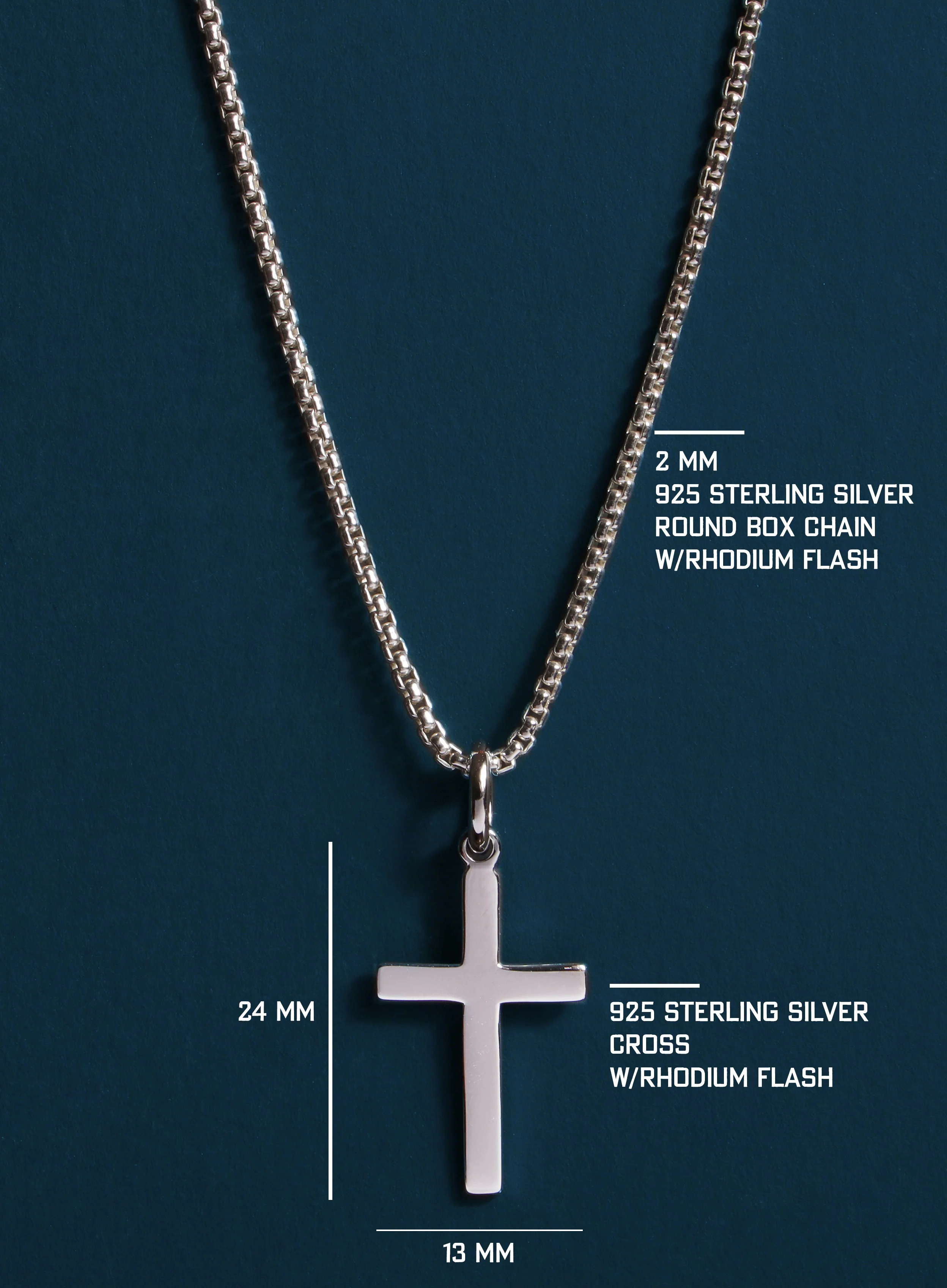 Sterling Silver Cross Necklace for Men - Image 5