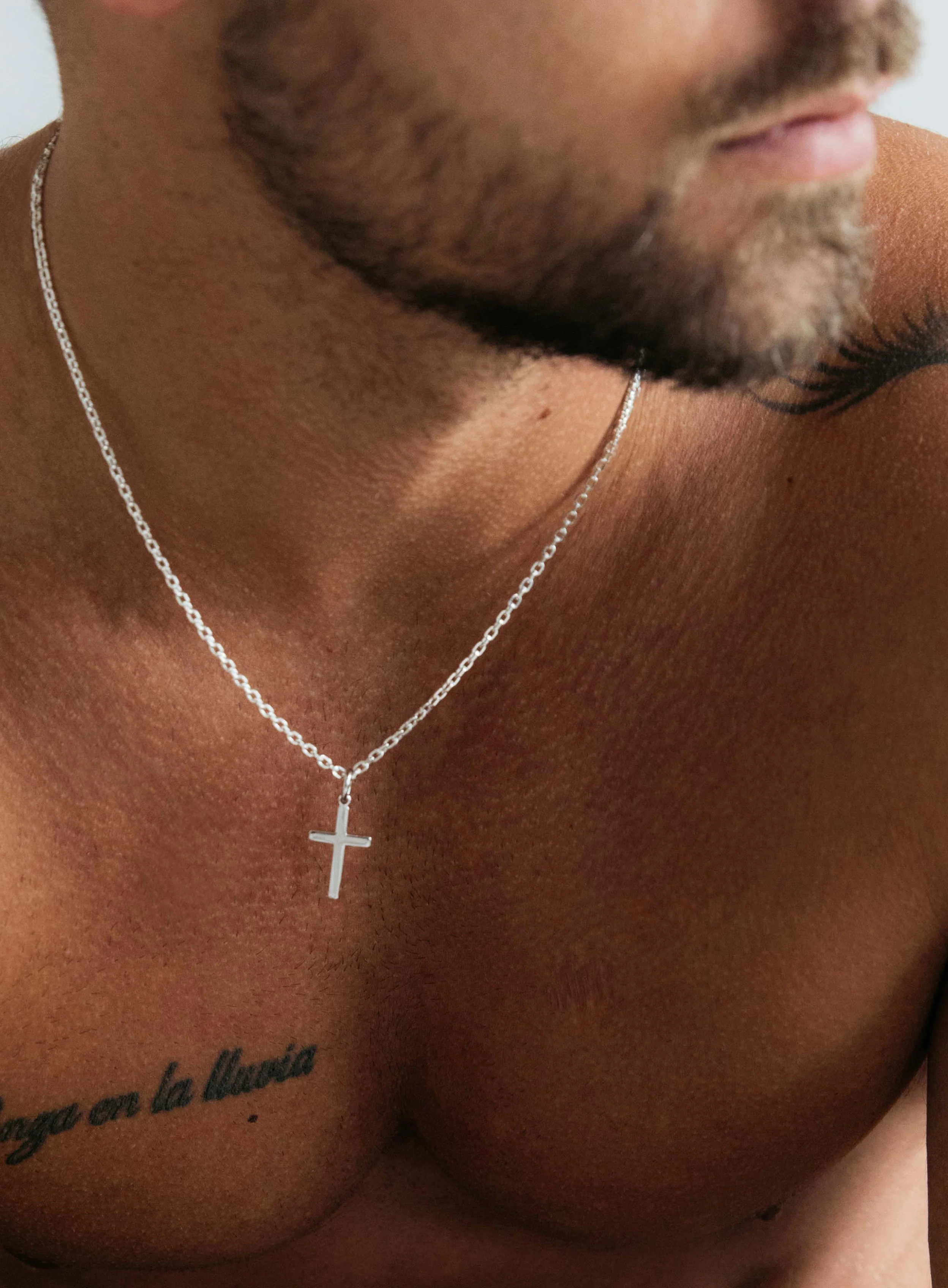 Sterling Silver Cross Necklace for Men (Cable) - Image 10