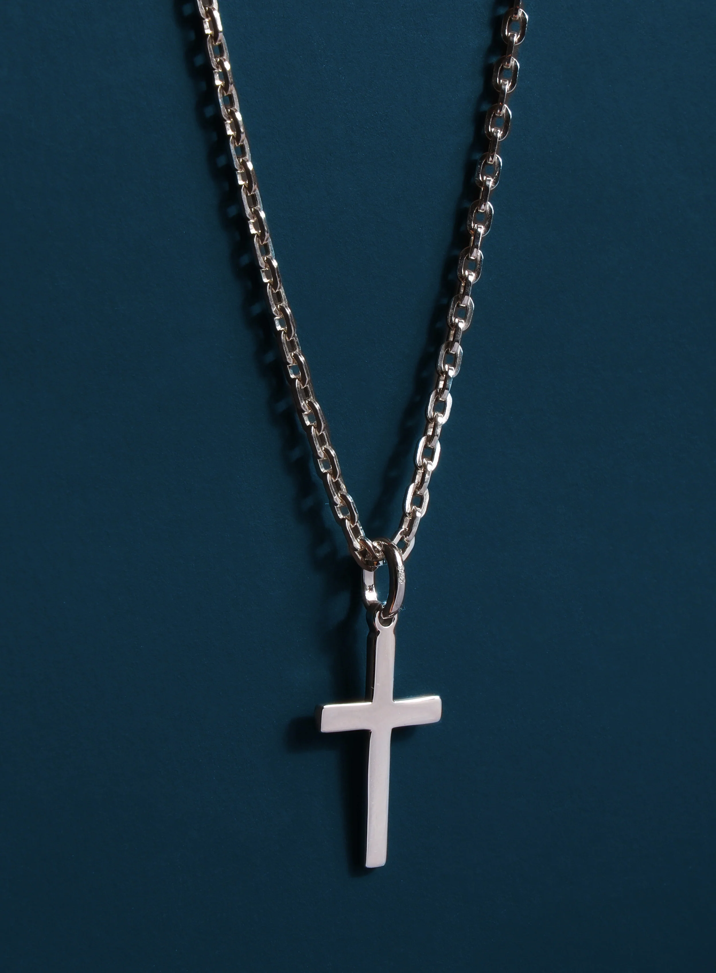 Sterling Silver Cross Necklace for Men (Cable) - Image 6