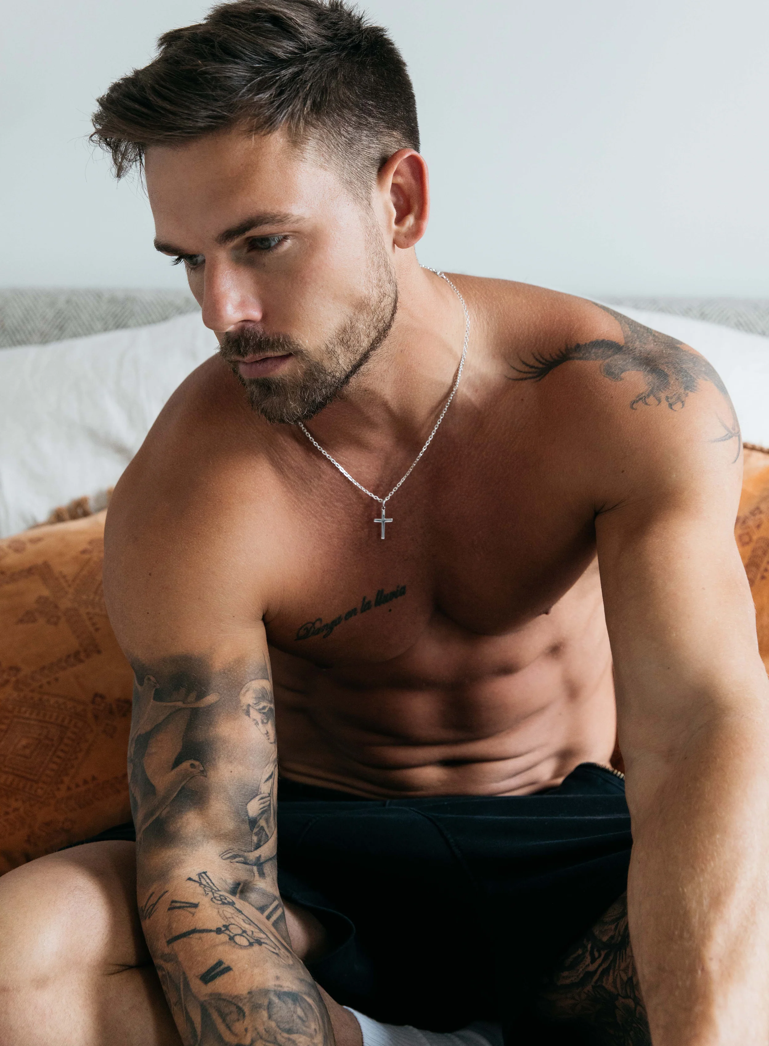 Sterling Silver Cross Necklace for Men (Cable) - Image 8