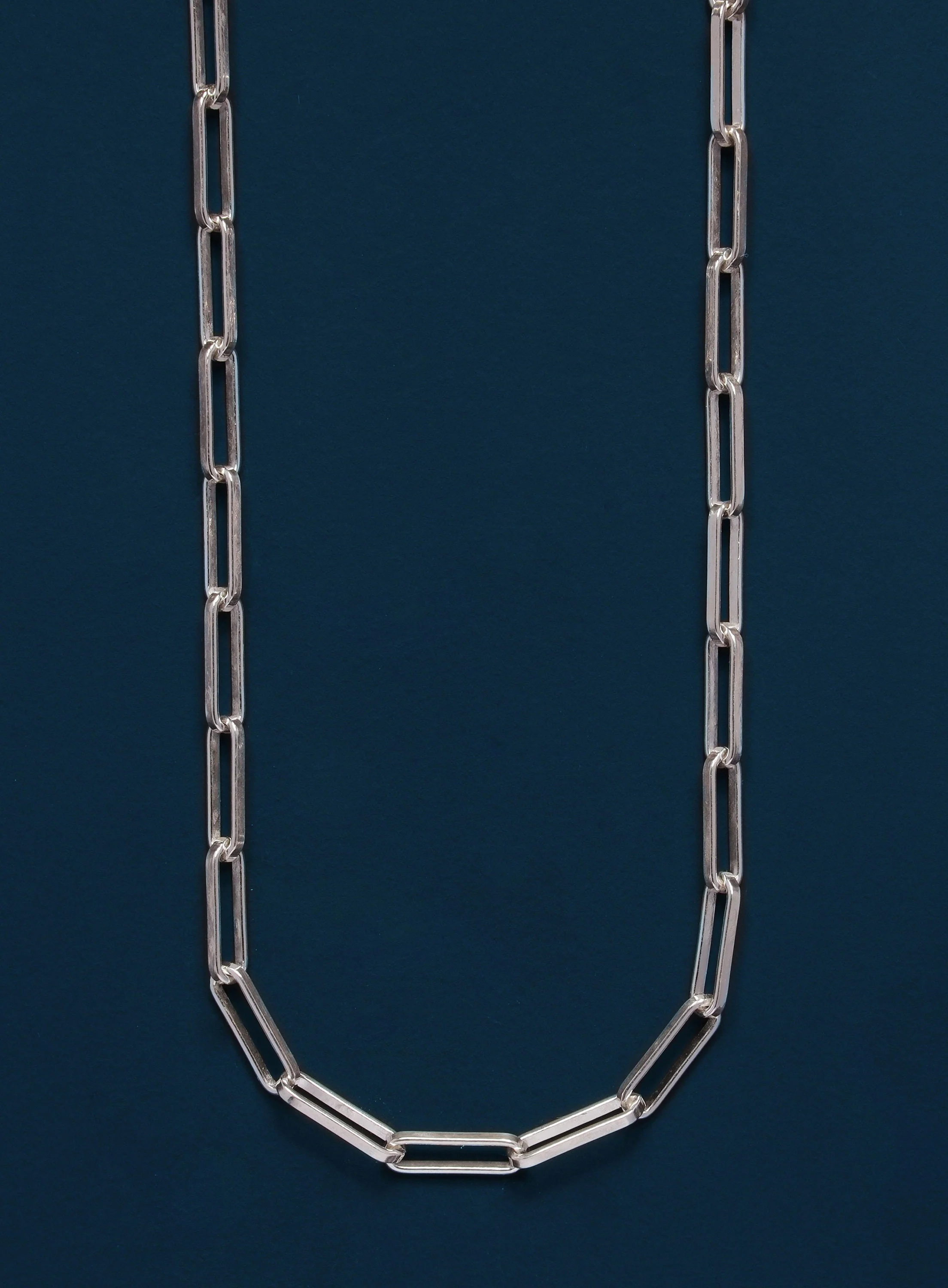 Sterling Silver Elongated Oval Chain Necklace for Men - Image 2