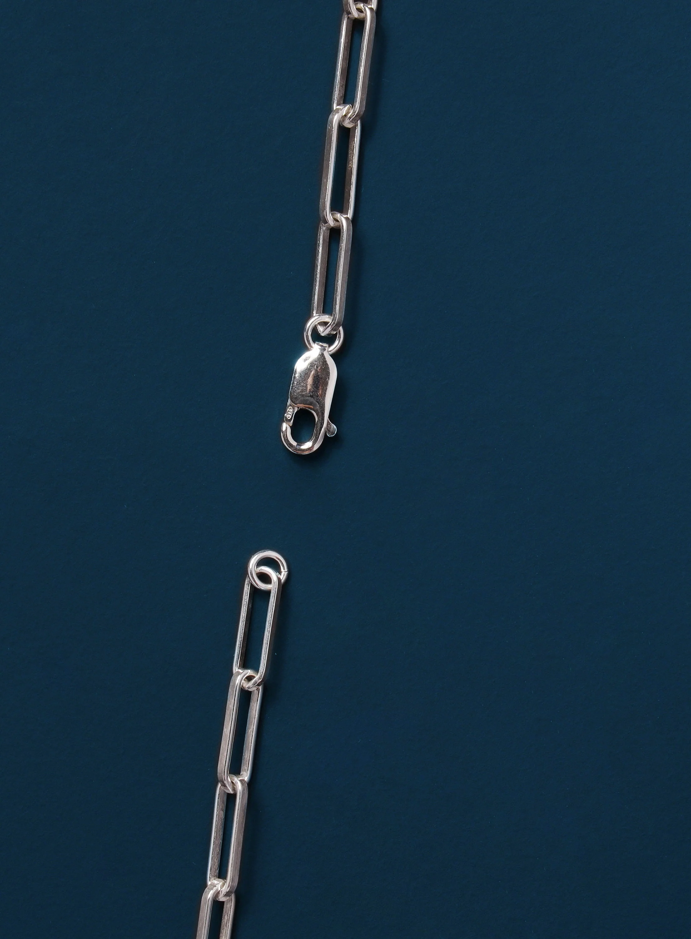 Sterling Silver Elongated Oval Chain Necklace for Men - Image 5