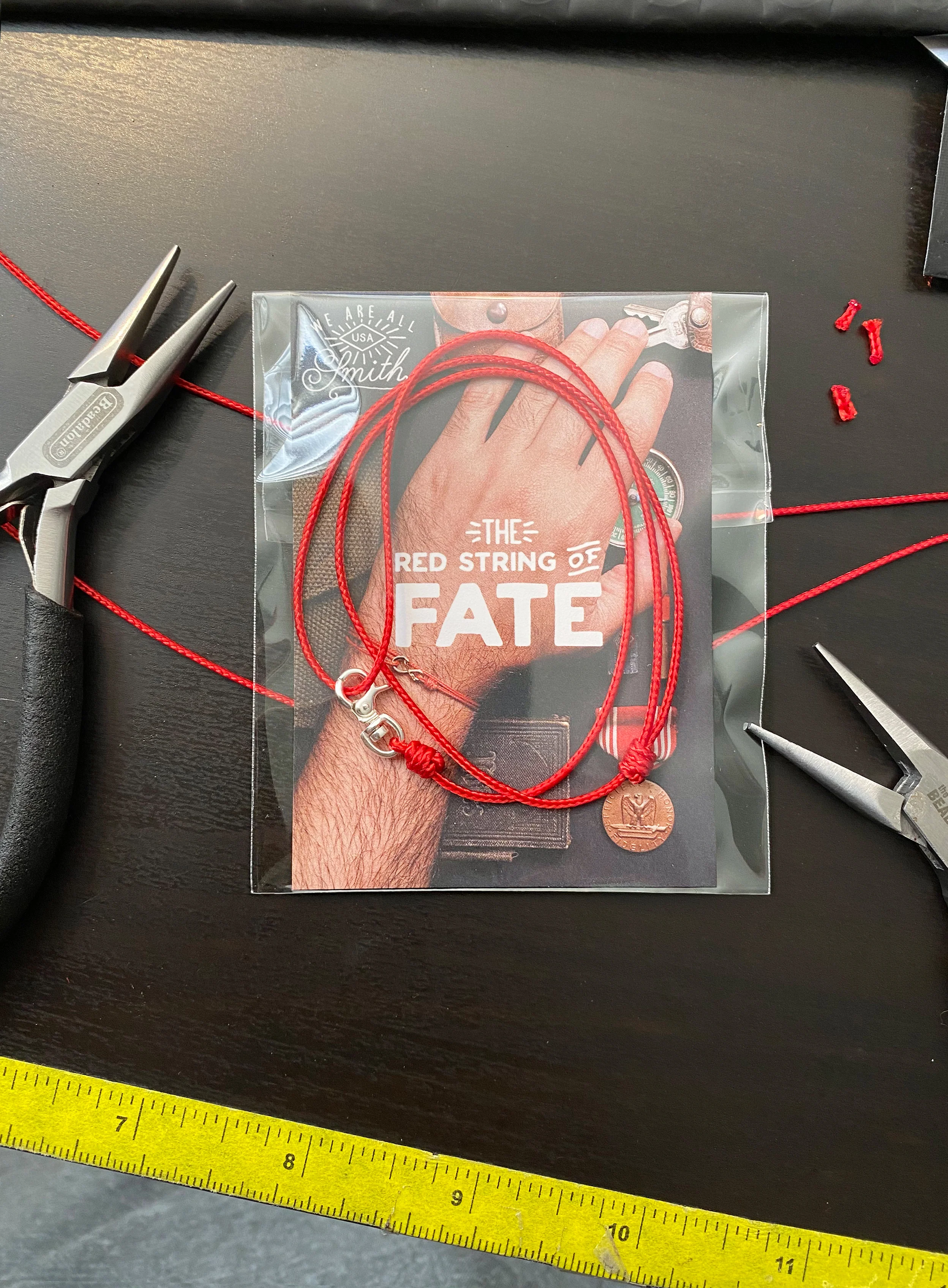 "Faith" Sterling Silver Micro Cord Bracelet in Red - Image 3