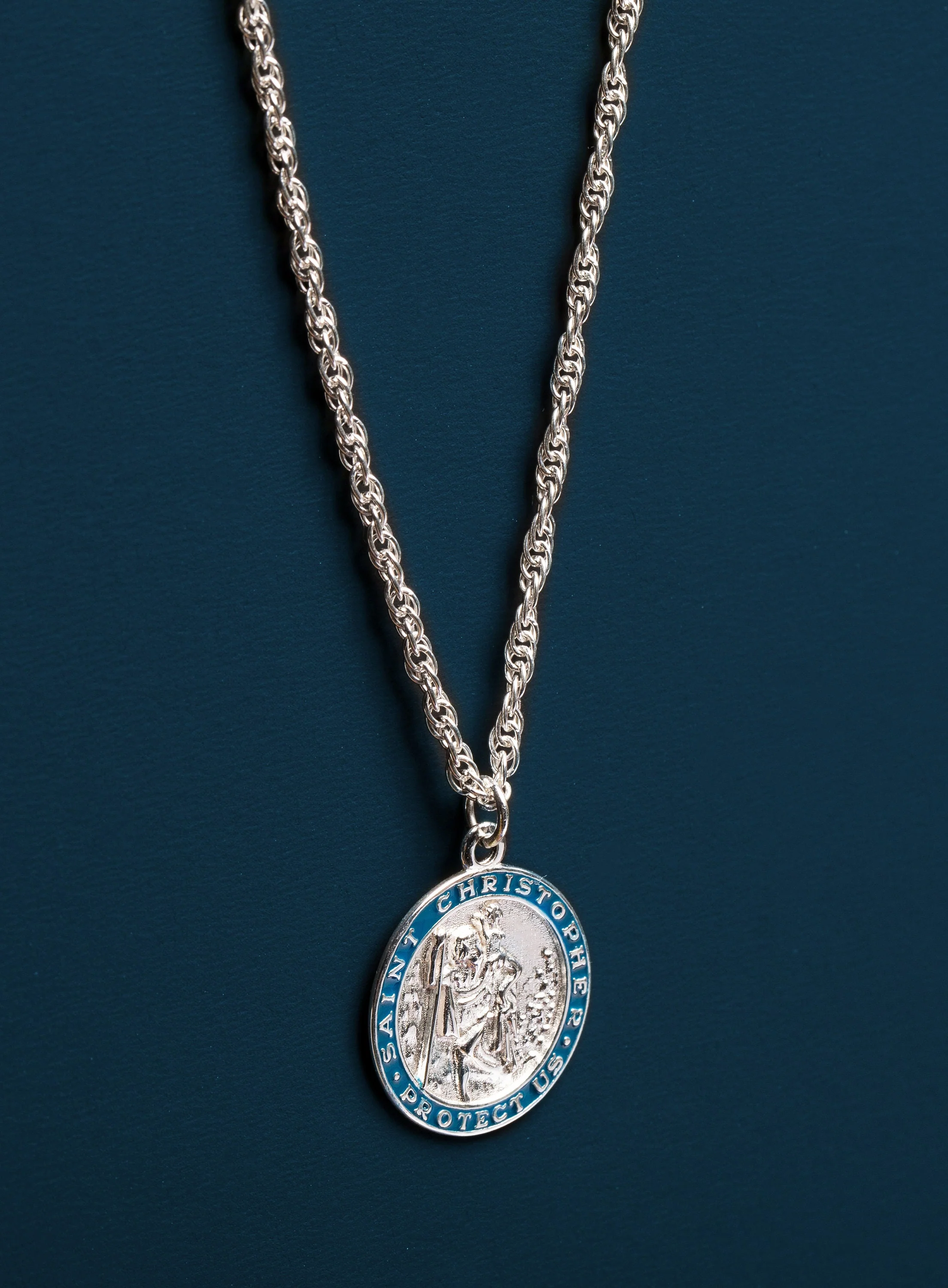 Sterling Silver Saint Christopher Medal Necklace for Men - Image 4