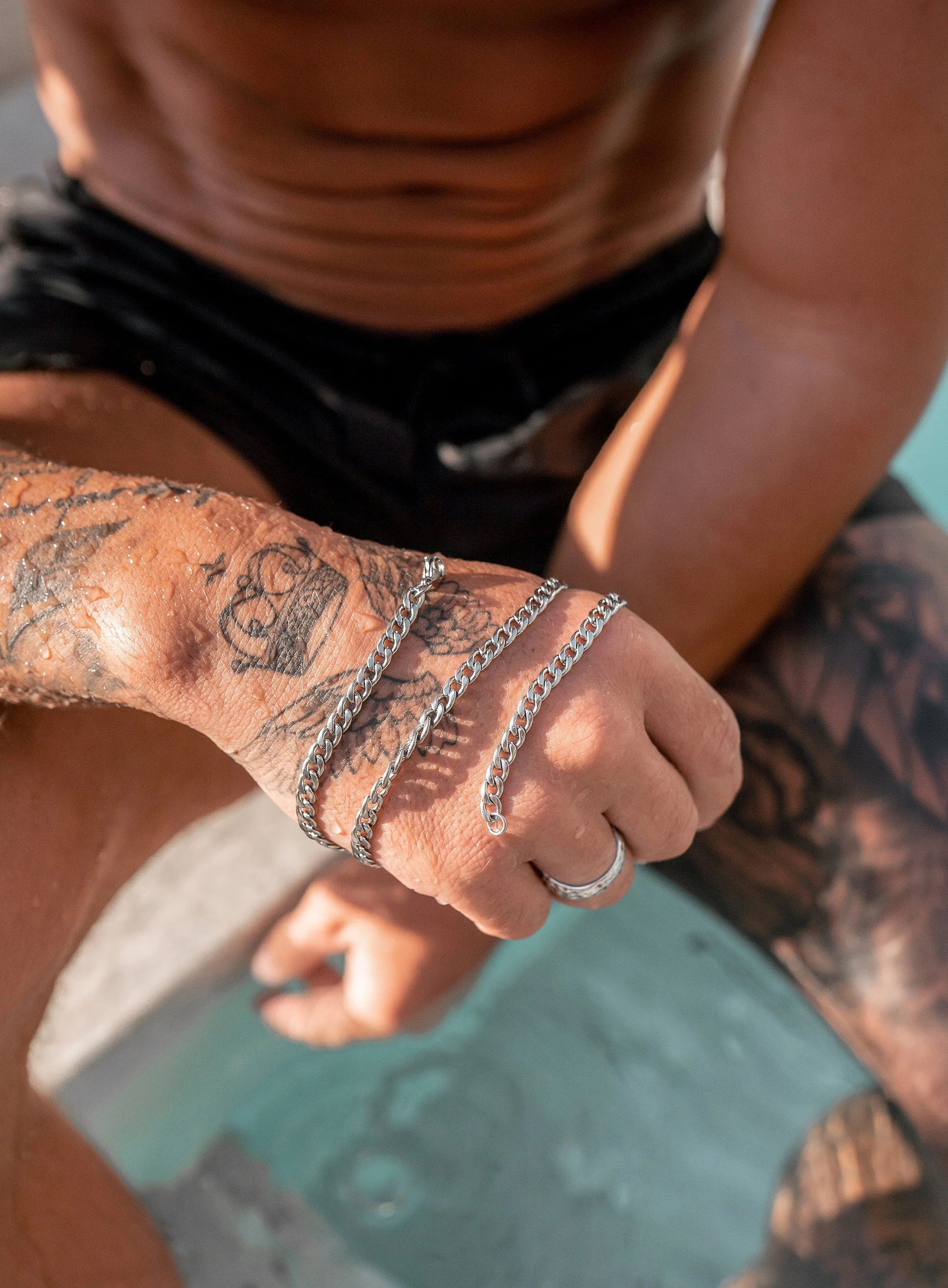 Sweatproof + Waterproof 5mm Stainless Steel Curb Chain - Image 3