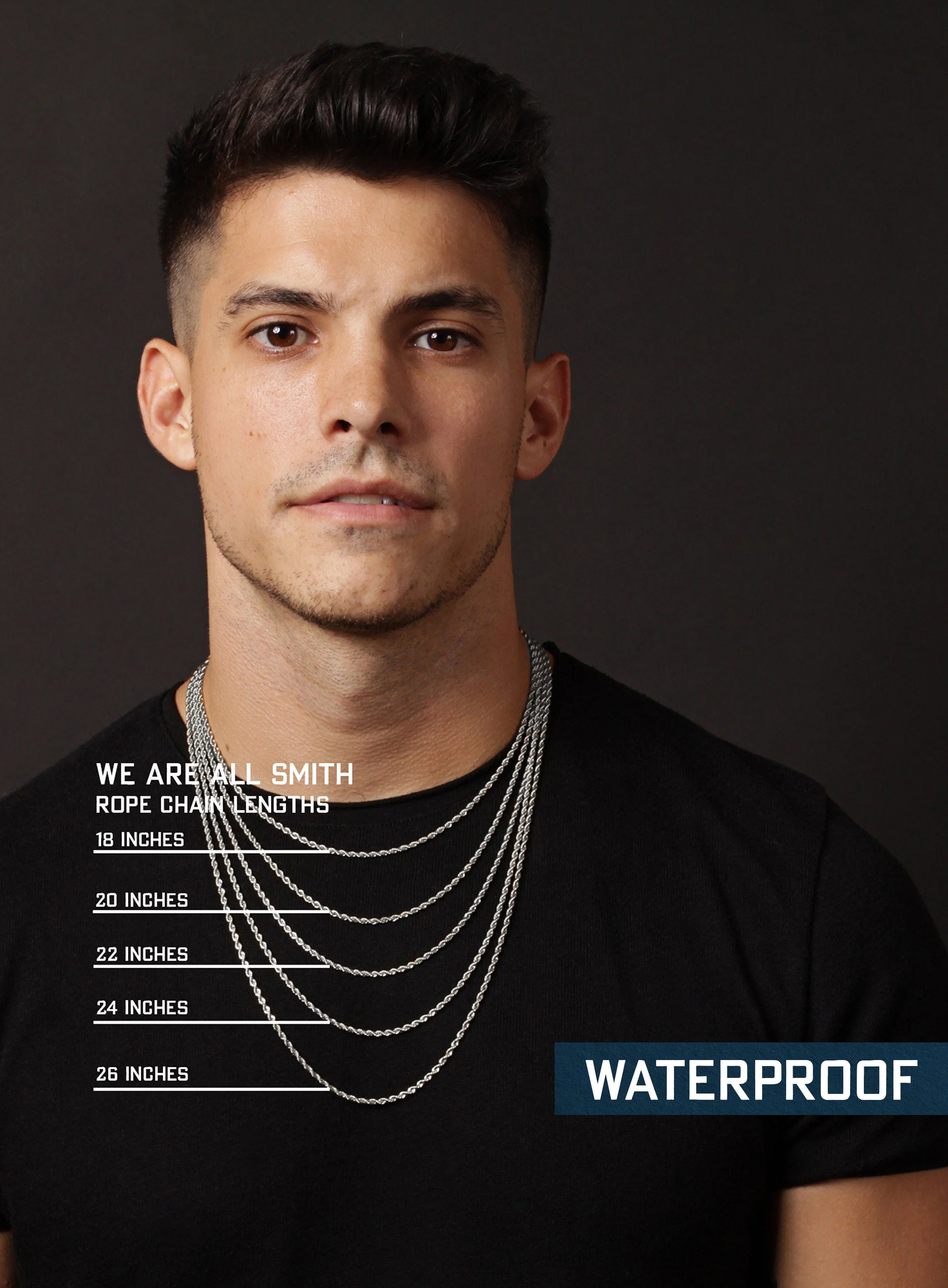Sweatproof + Waterproof Silver Rope chain necklace 2.5 mm - Image 9