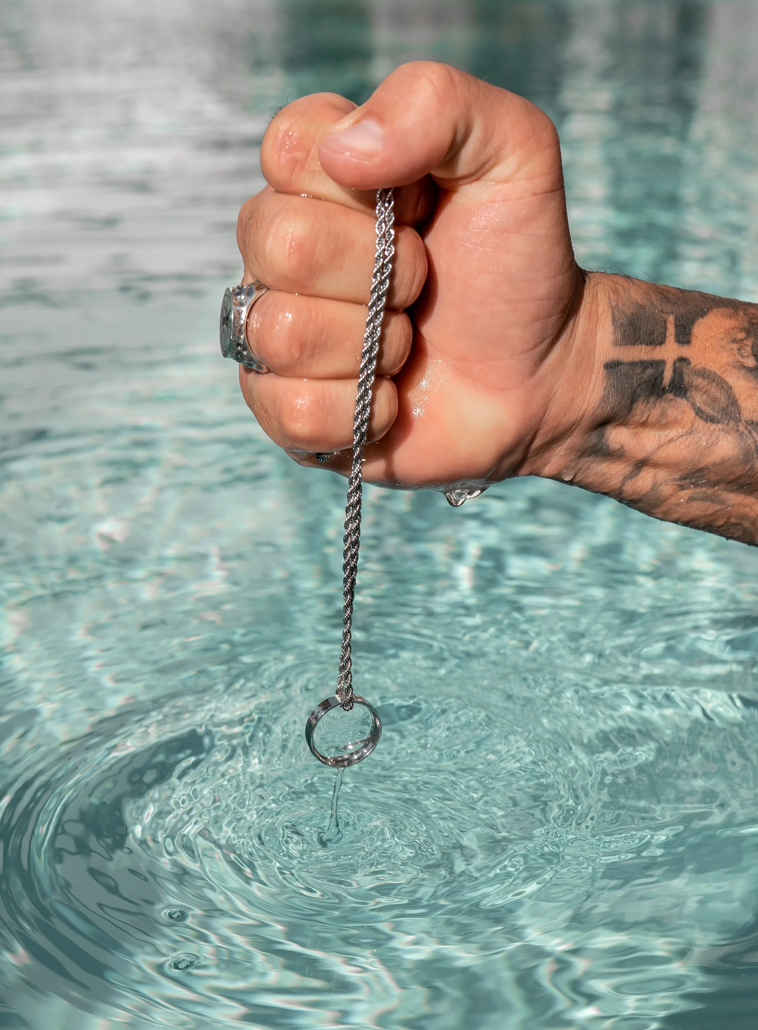 Sweatproof + Waterproof Stainless Steel Ring Necklace for men - Image 9