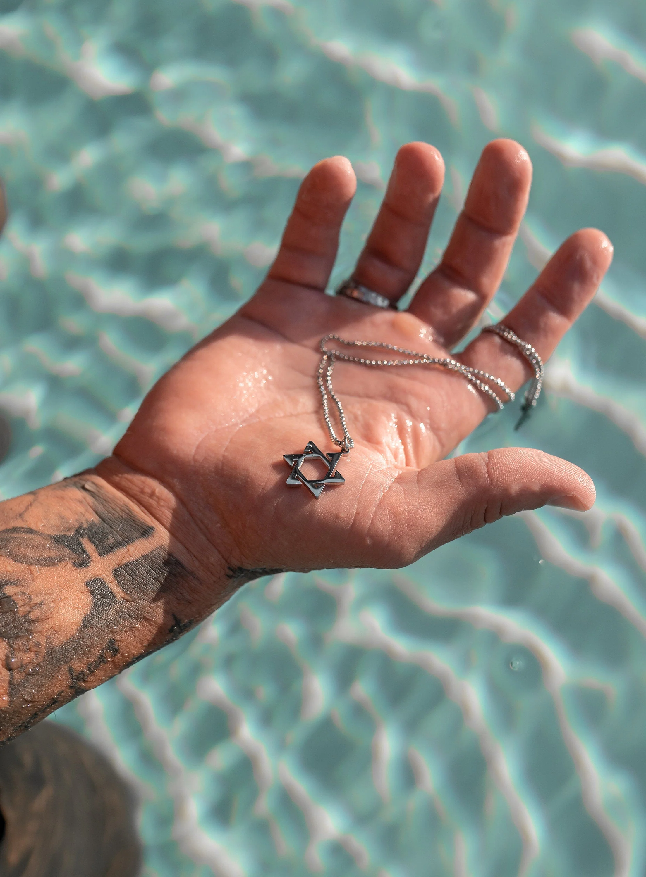 Sweatproof + Waterproof Star of David Silver Necklace - Image 3