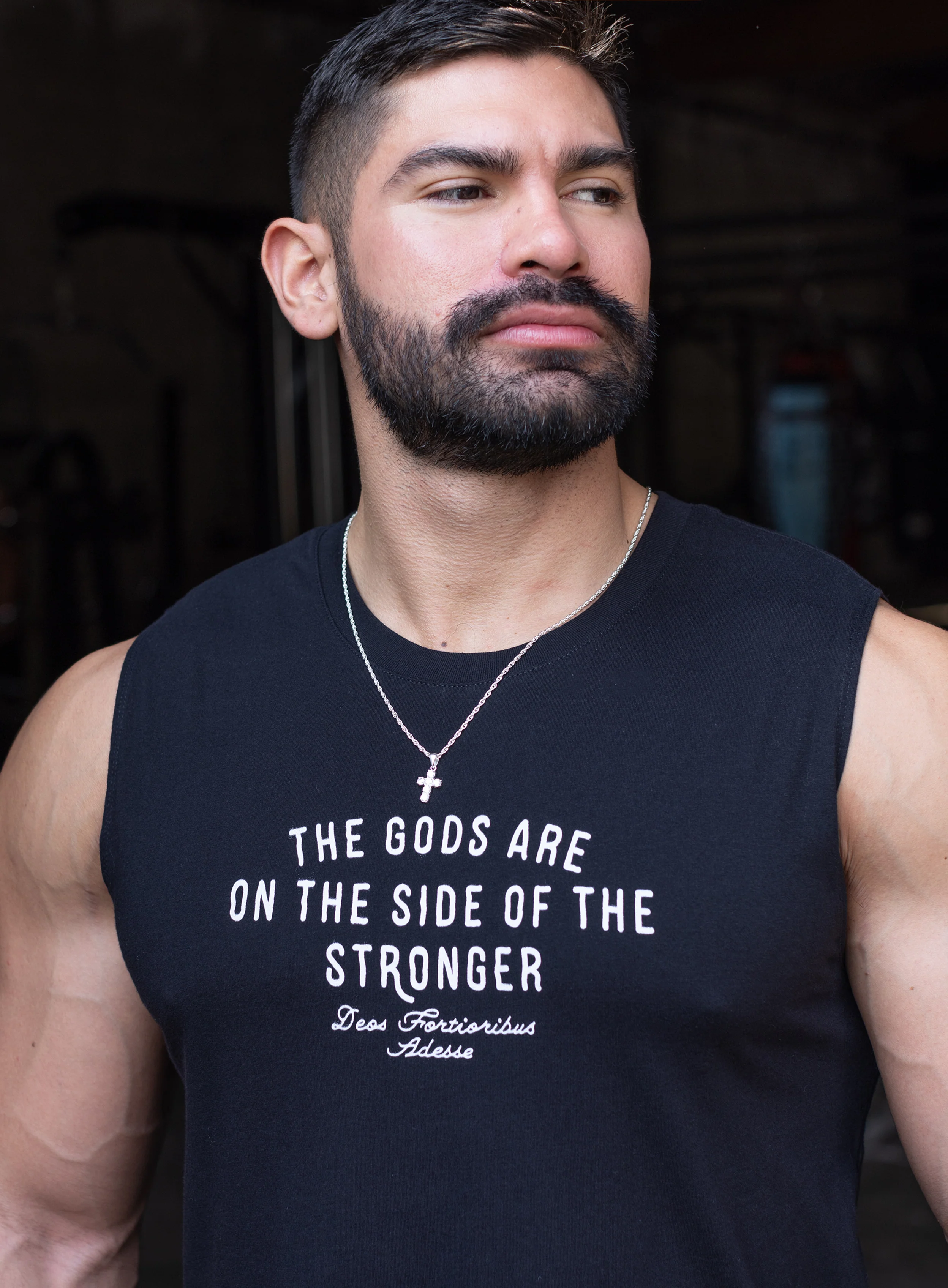 The Gods are on the Side of the Stronger Black Muscle Tank - Image 2