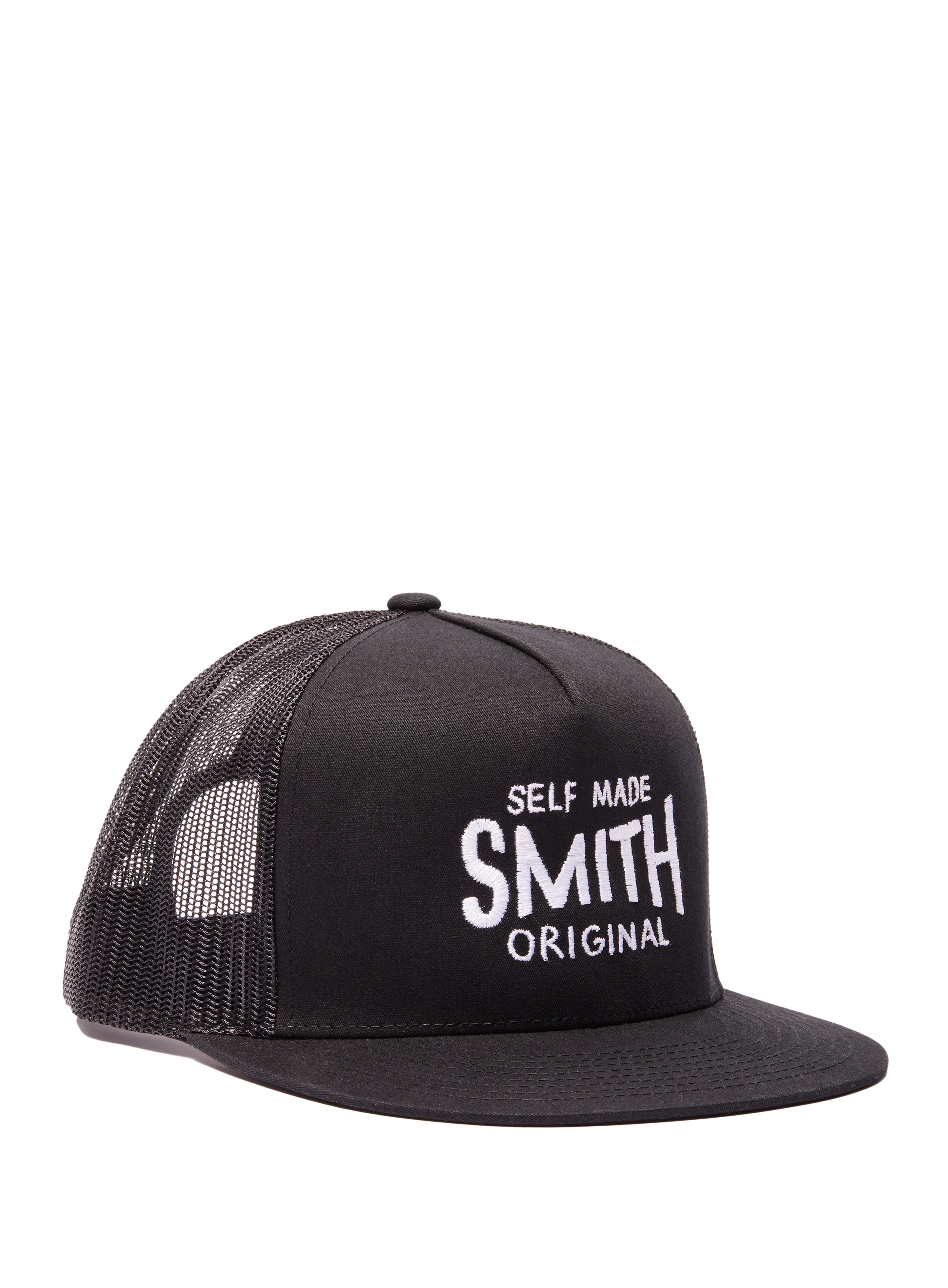 "SELF MADE SMITH" Black Embroidered Trucker Cap - Image 3