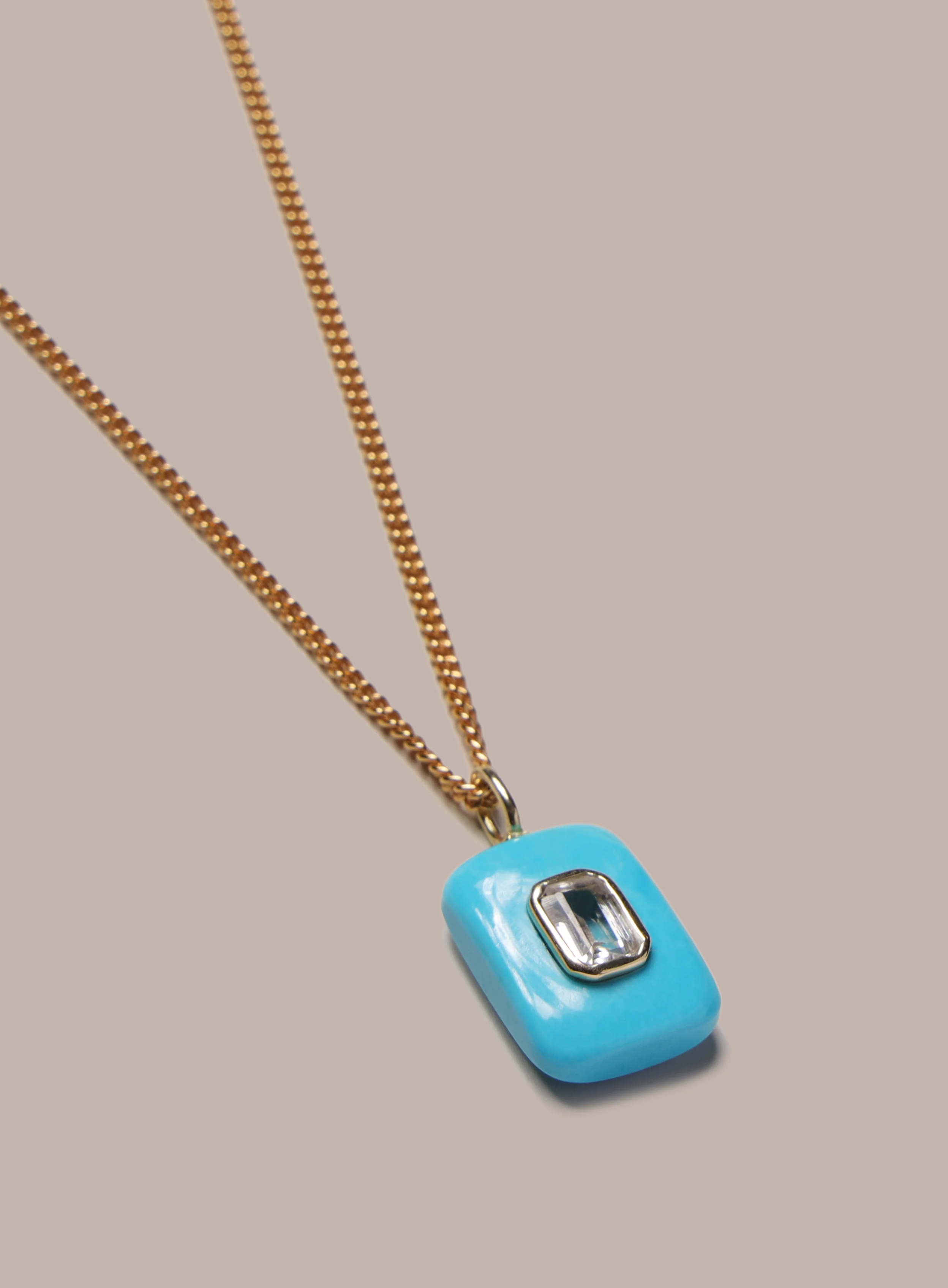 Turquoise Howlite and Topaz Pendant on 14k Gold Filled Curb Chain - Image 3