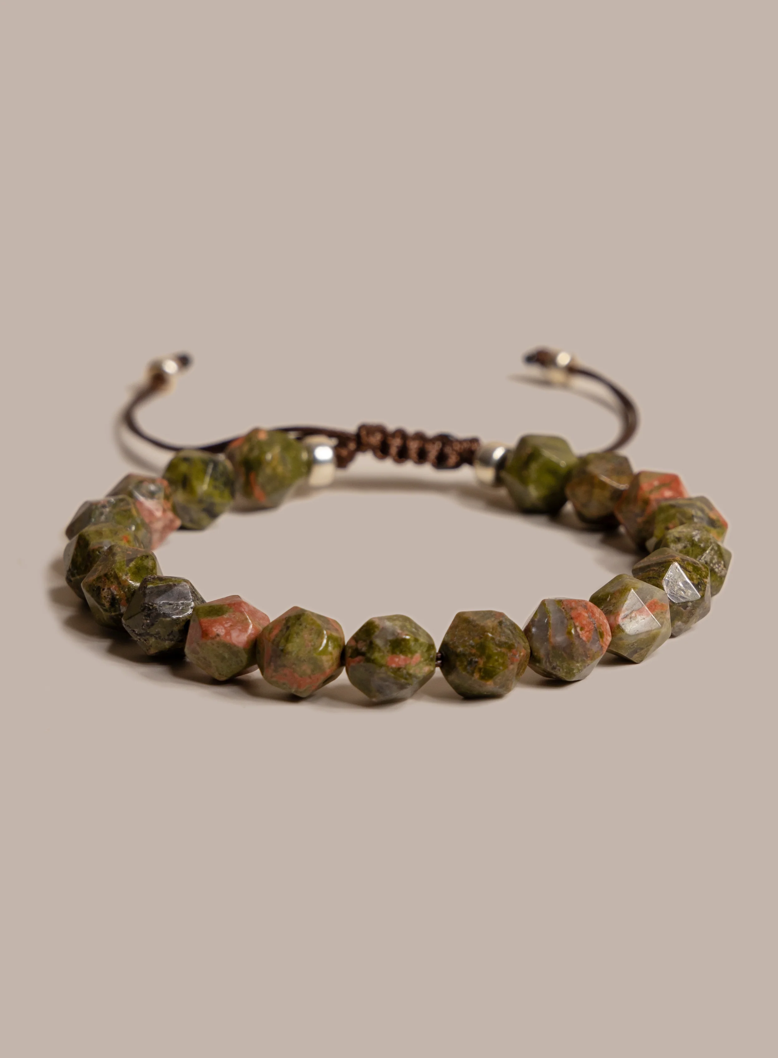 Unakite Gemstone Bead Bracelet for Men - Image 3