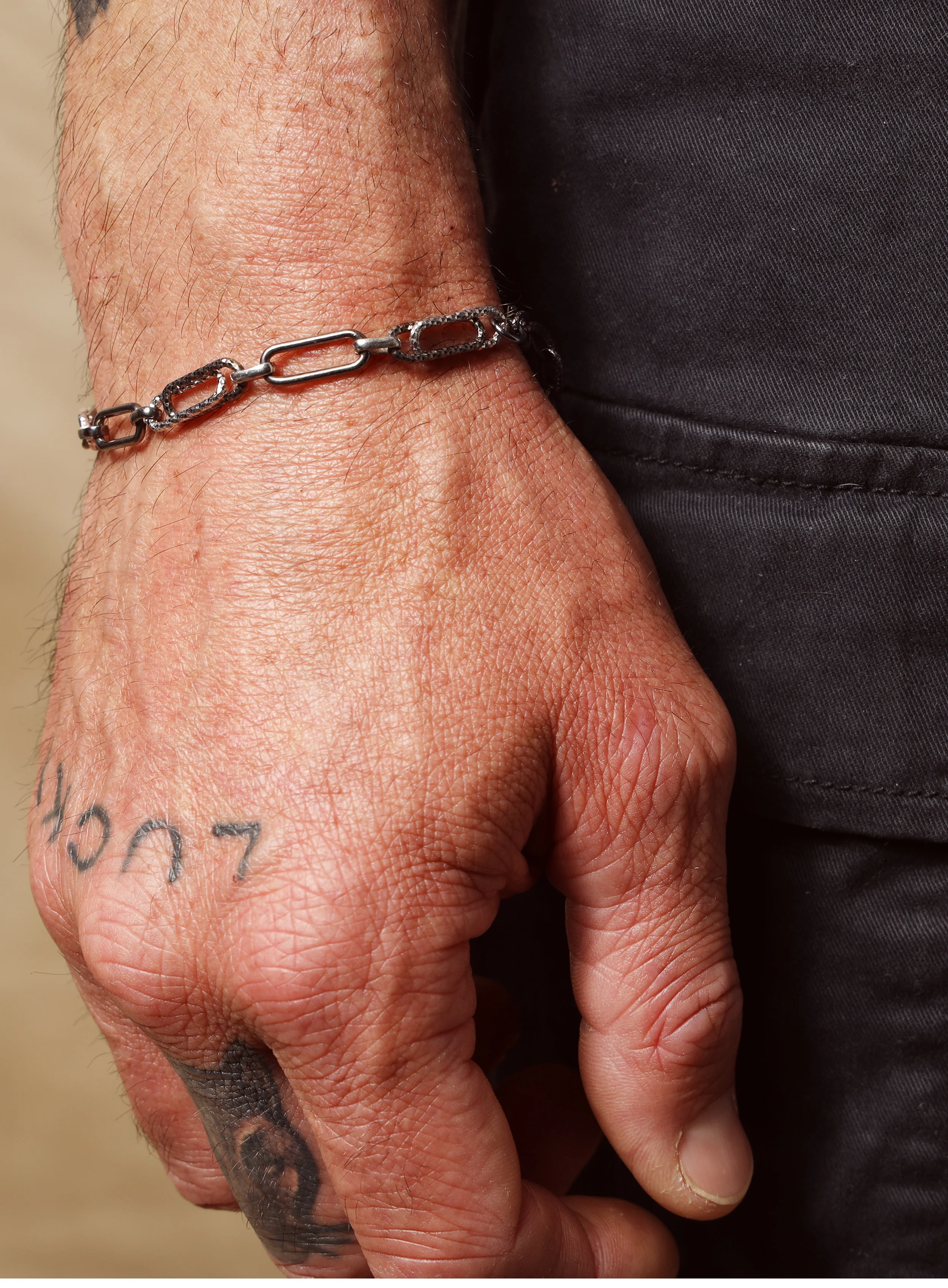 925 Oxidized Sterling Silver Laser Adjustable Clip Chain Bracelet for Men - Image 13
