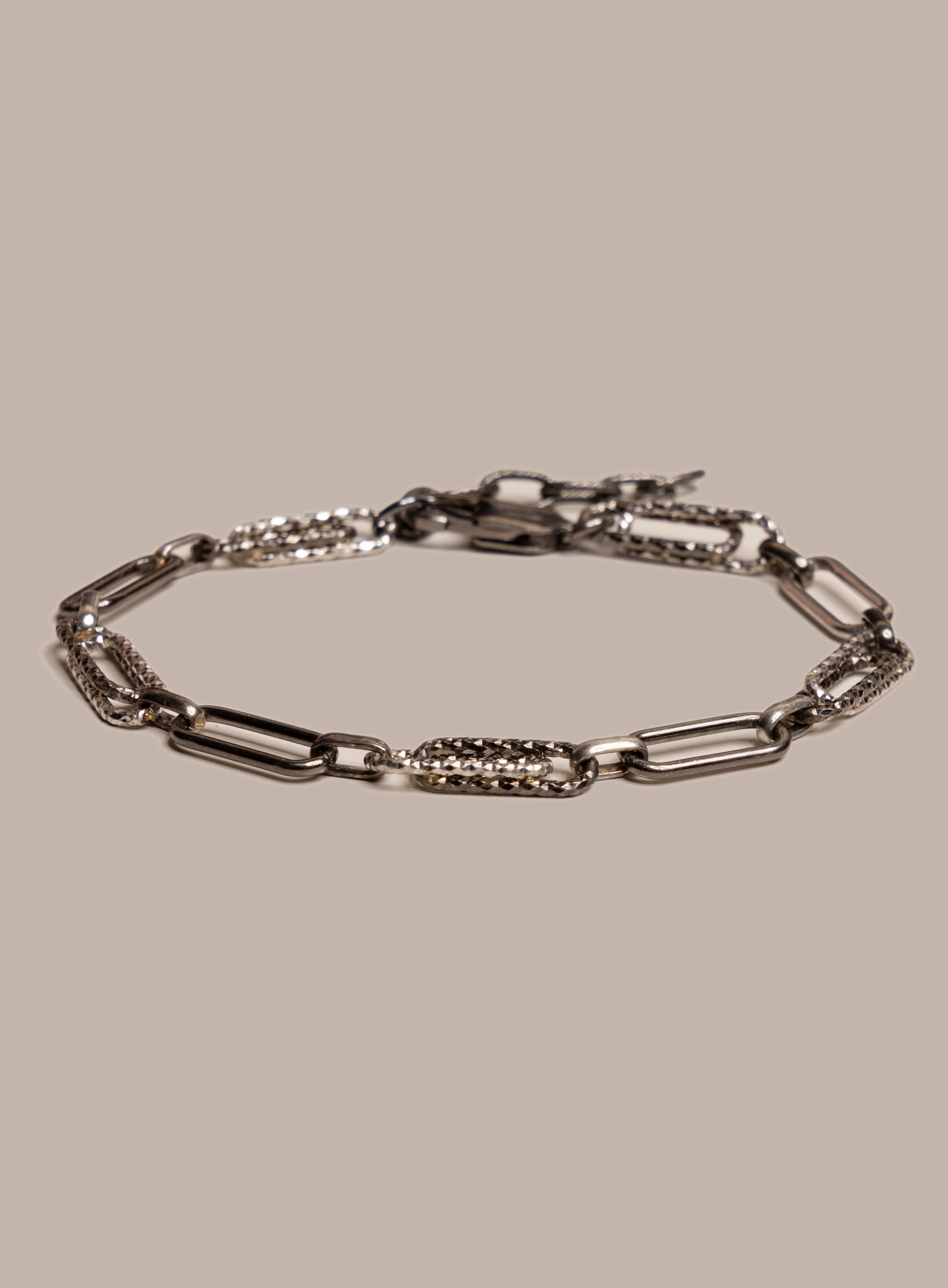 925 Oxidized Sterling Silver Laser Adjustable Clip Chain Bracelet for Men - Image 3