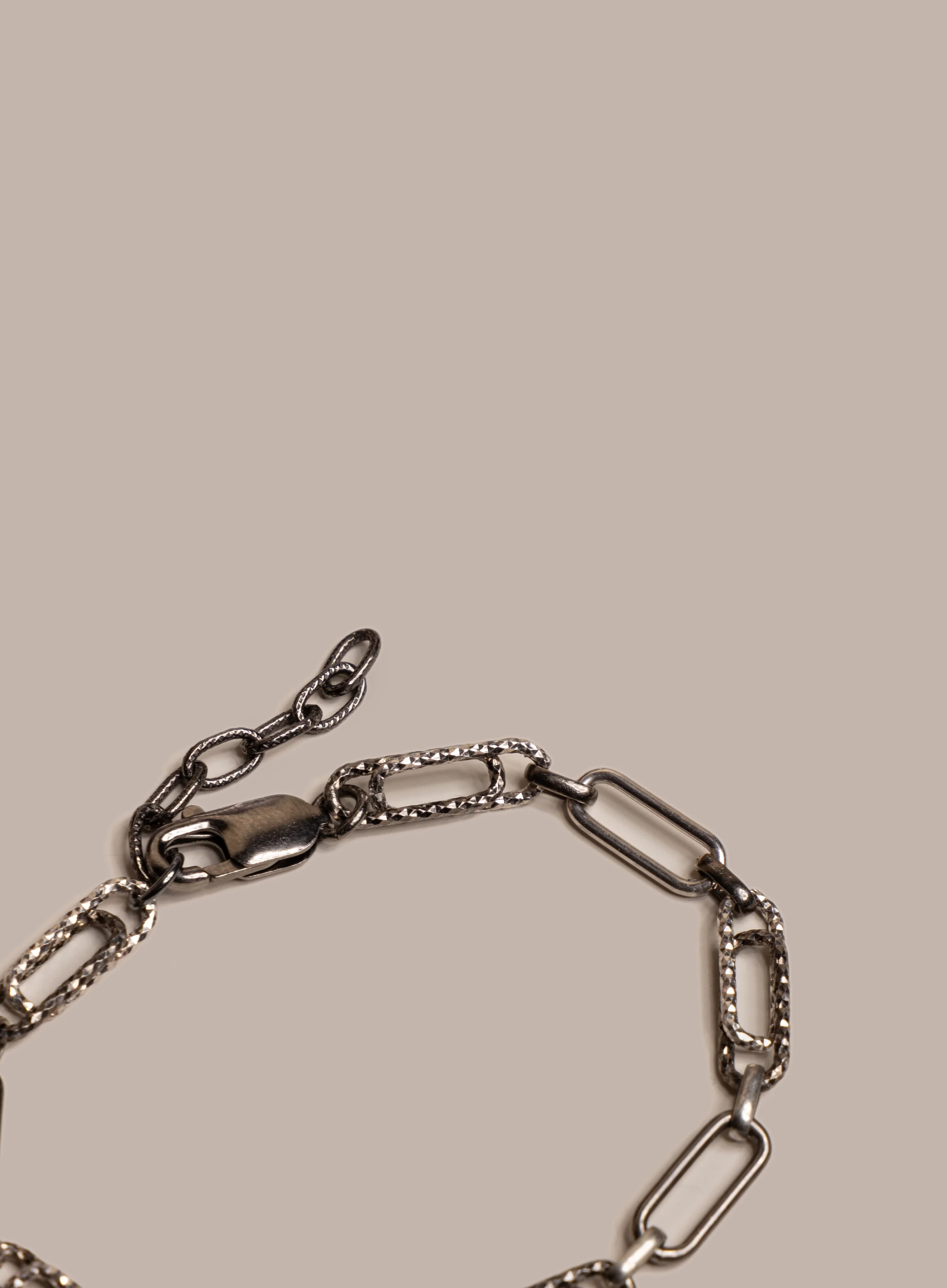 925 Oxidized Sterling Silver Laser Adjustable Clip Chain Bracelet for Men - Image 9