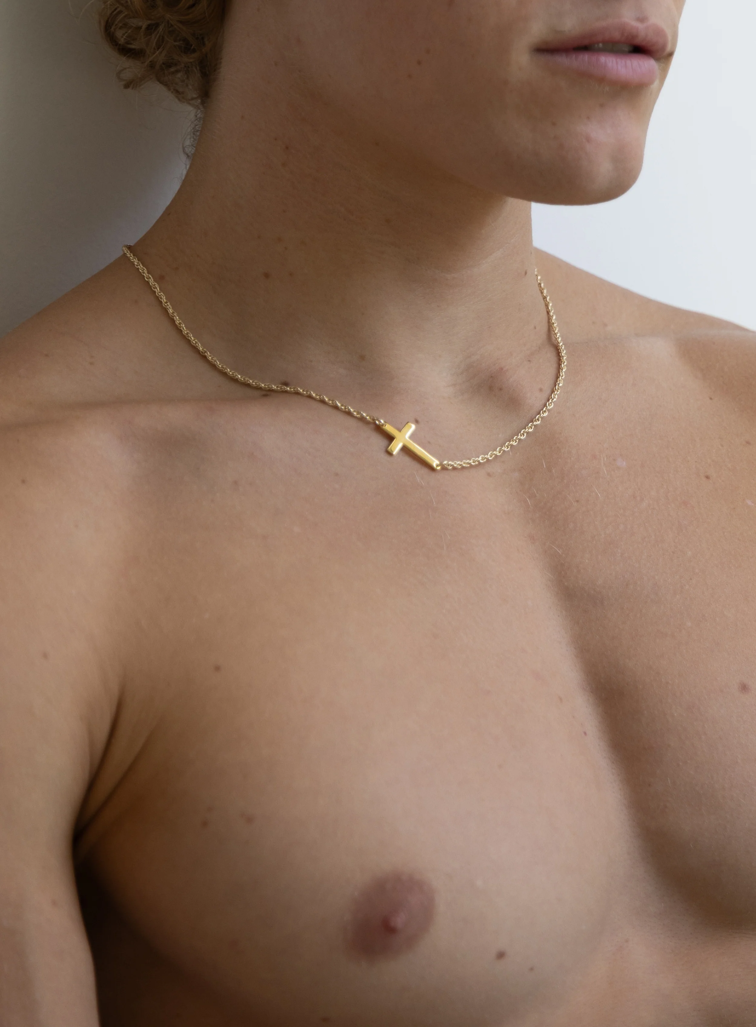 Vermeil / 14K Gold Filled Sideways Cross Necklace for Men - Image 3