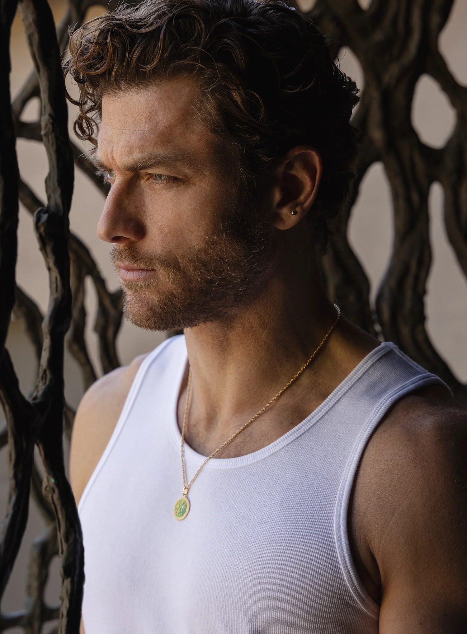 Vermeil Gold Light Blue Enamel Saint Christopher Medal Necklace for Men - Image 4