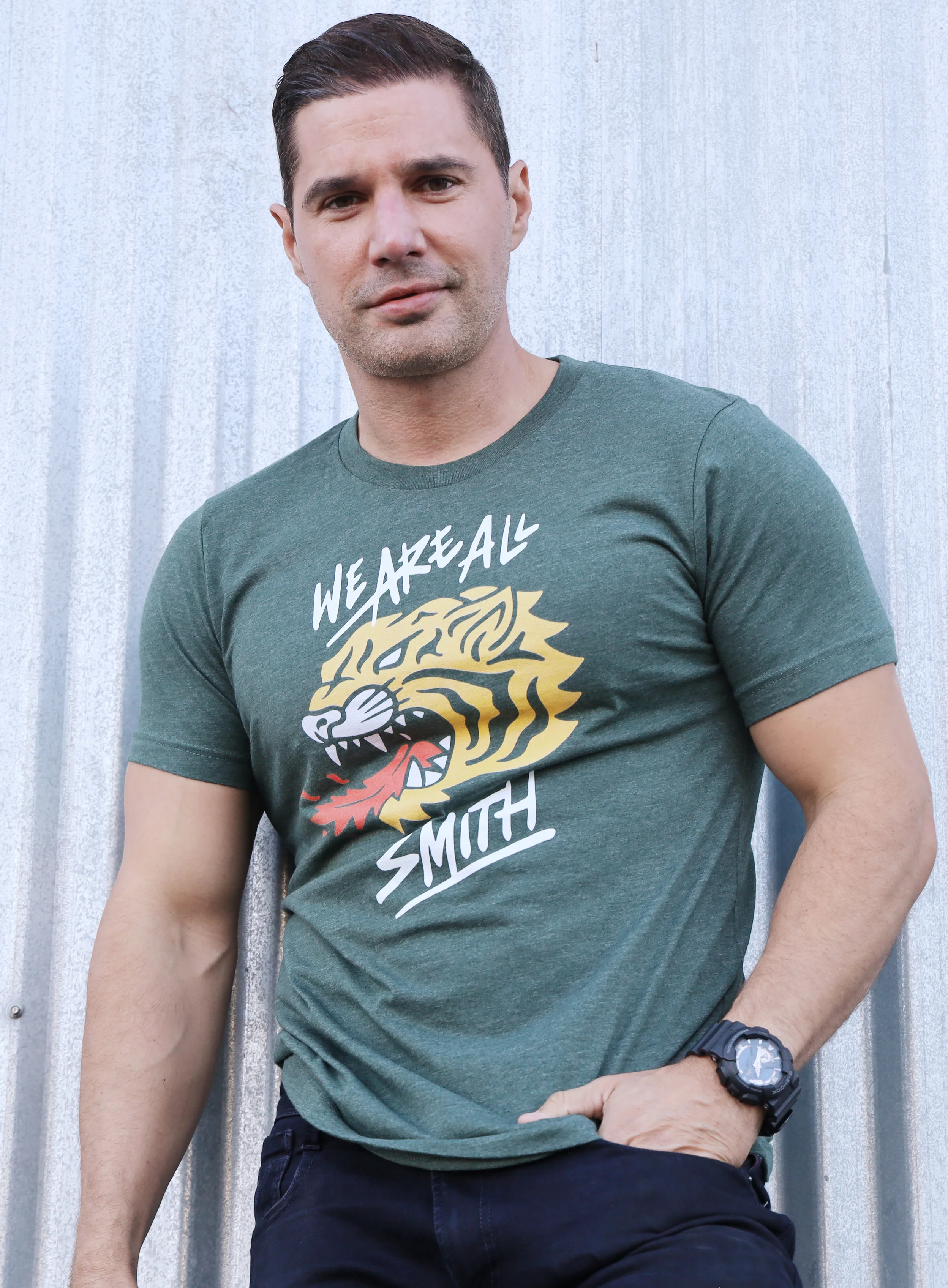 WAAS Tiger Green Heather Short Sleeve Unisex t-shirt - Image 2