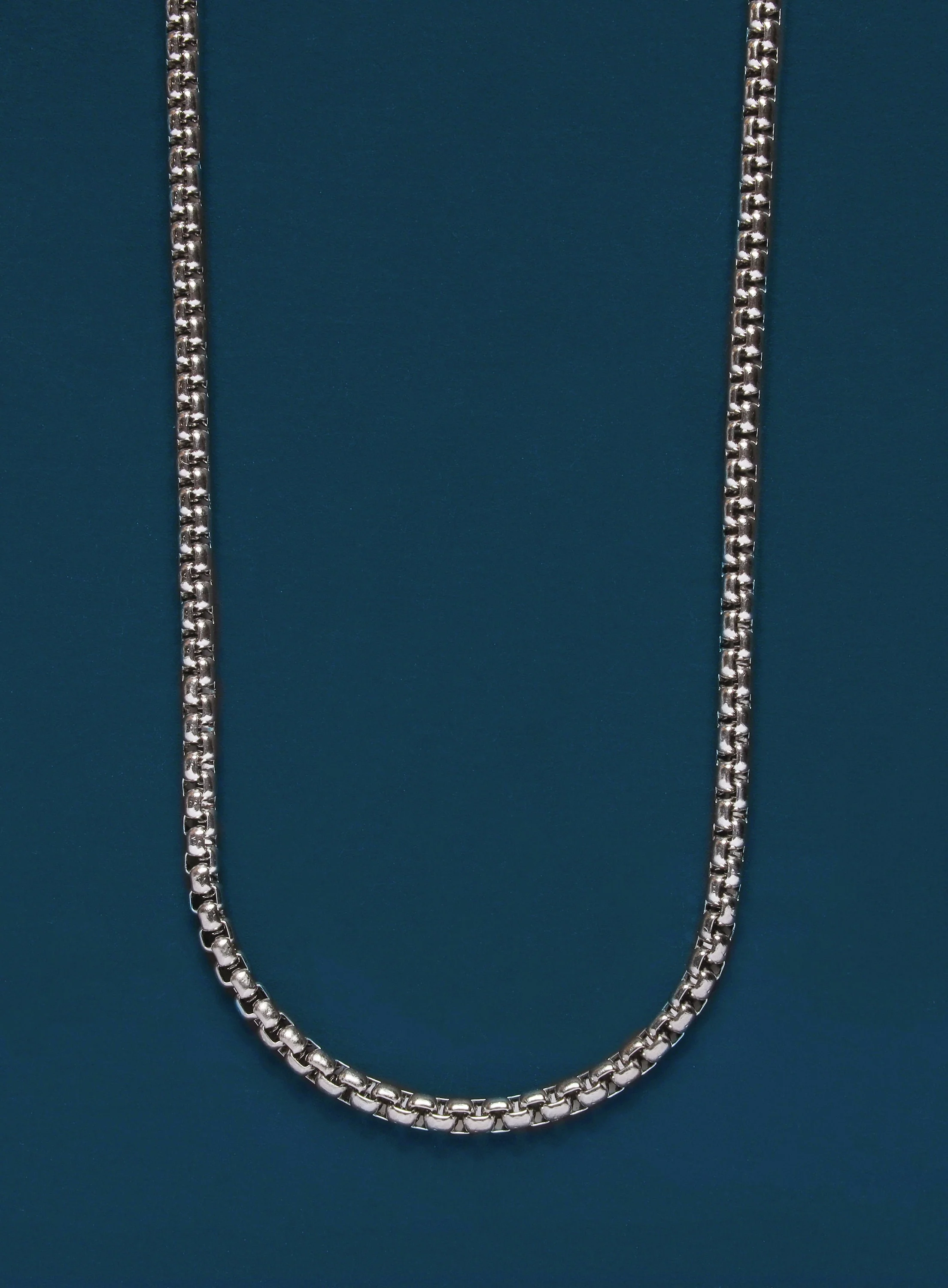 4mm Stainless Steel Round Box Chain Necklace for Men. - Image 3