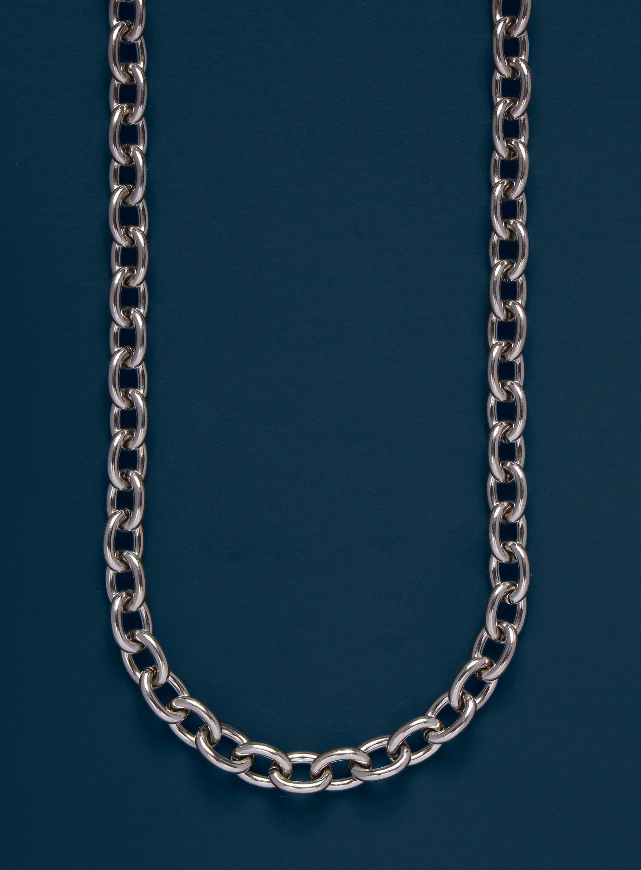 Waterproof Chunky 7mm 316L Silver Stainless Steel Oval Cable Chain - Image 2