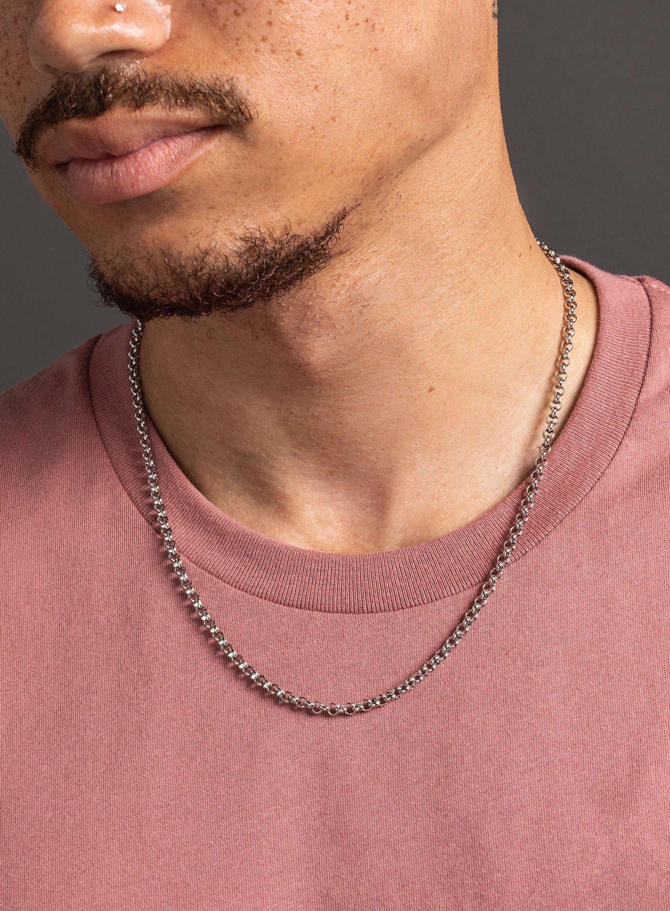 Waterproof 4mm Large Rolo Stainless Steel Chain for Men - Image 3
