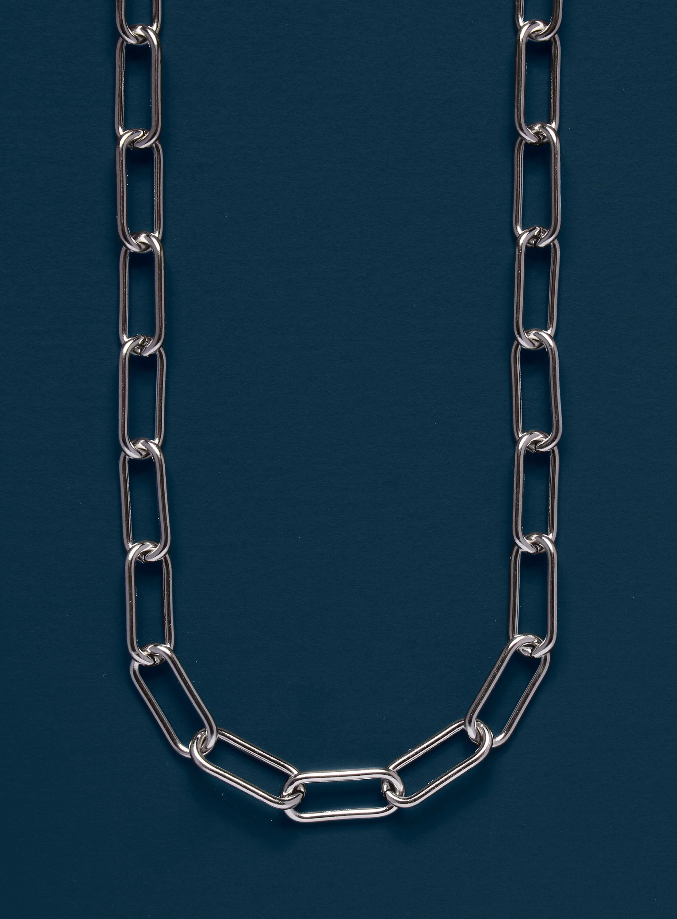 Waterproof Men's Silver Clip Style Large Cable Necklace - Image 2