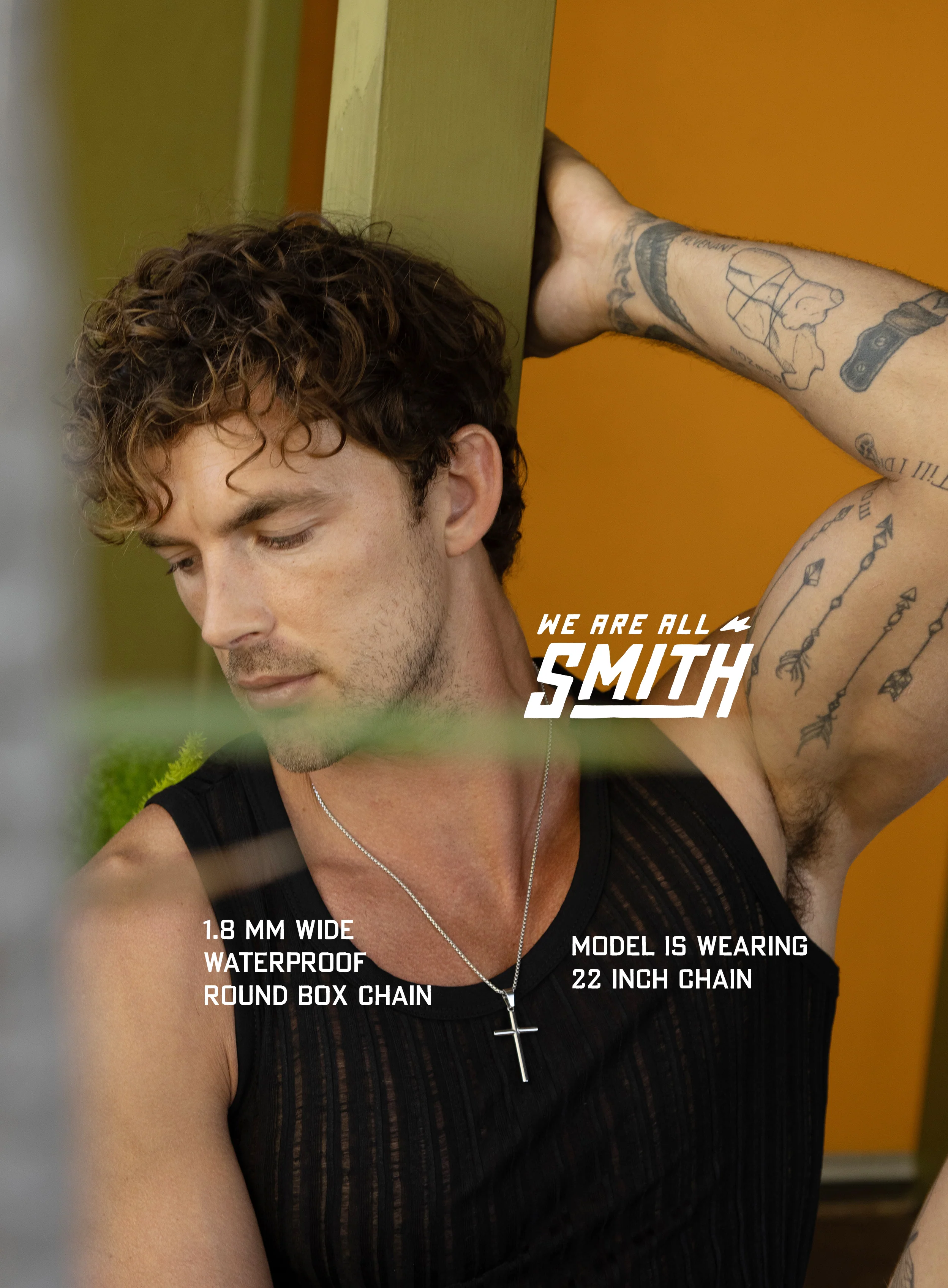 Waterproof Large Mens Silver Cross (Bamboo Style) - Image 6