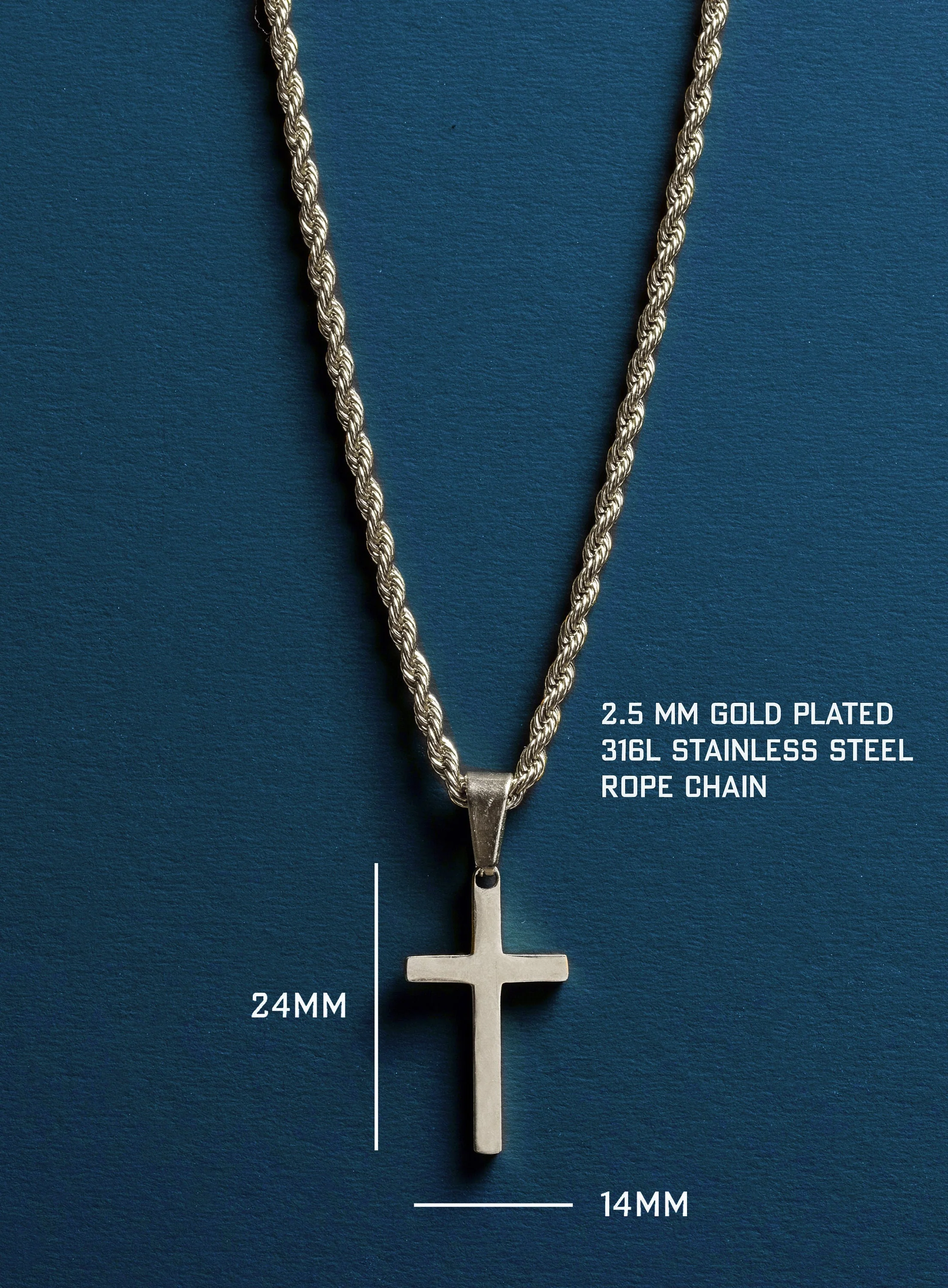 Waterproof Medium Silver Cross Pendant for Men - Image 2