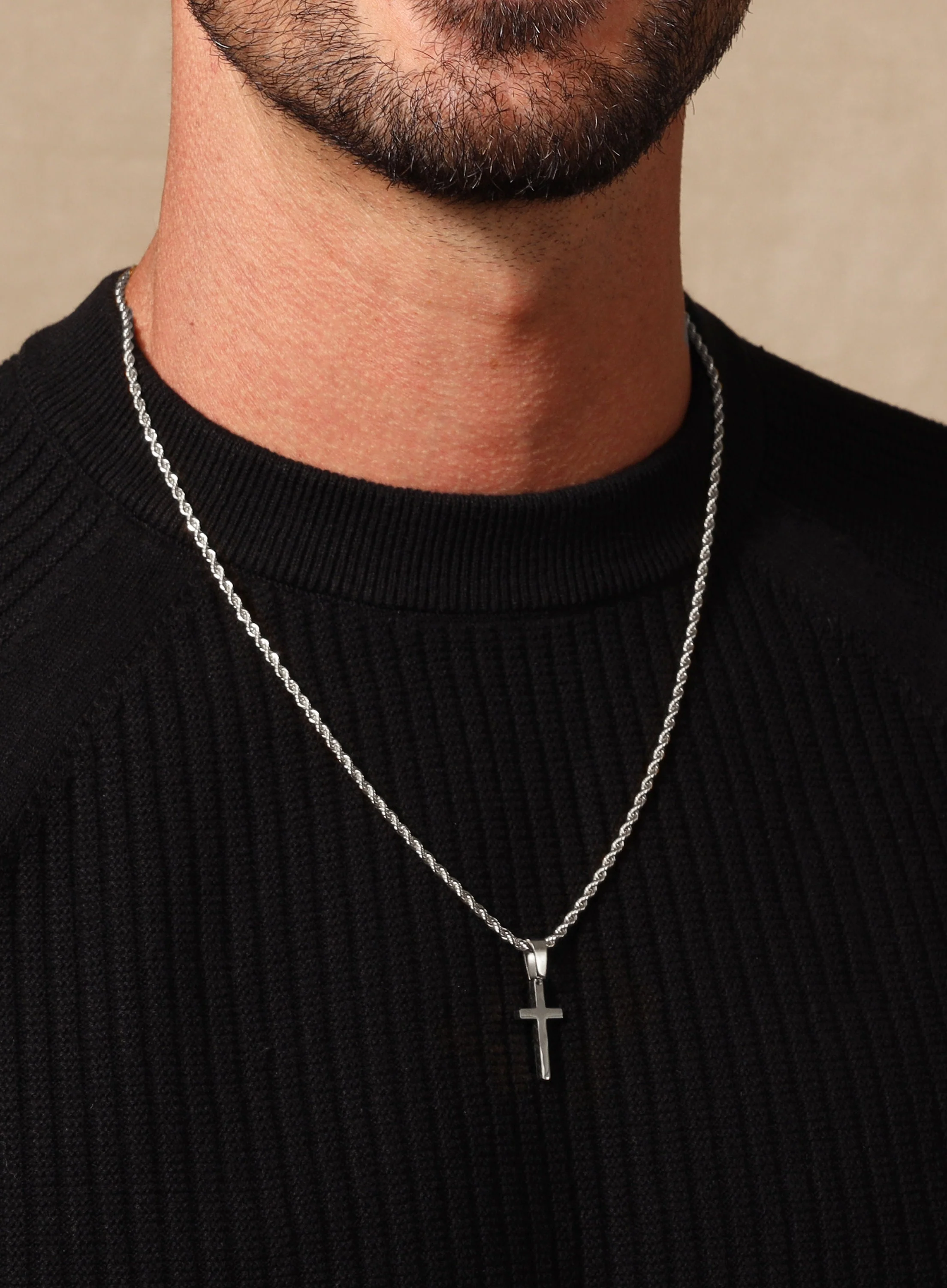 Waterproof Men's Small Silver Cross Pendant - Image 4