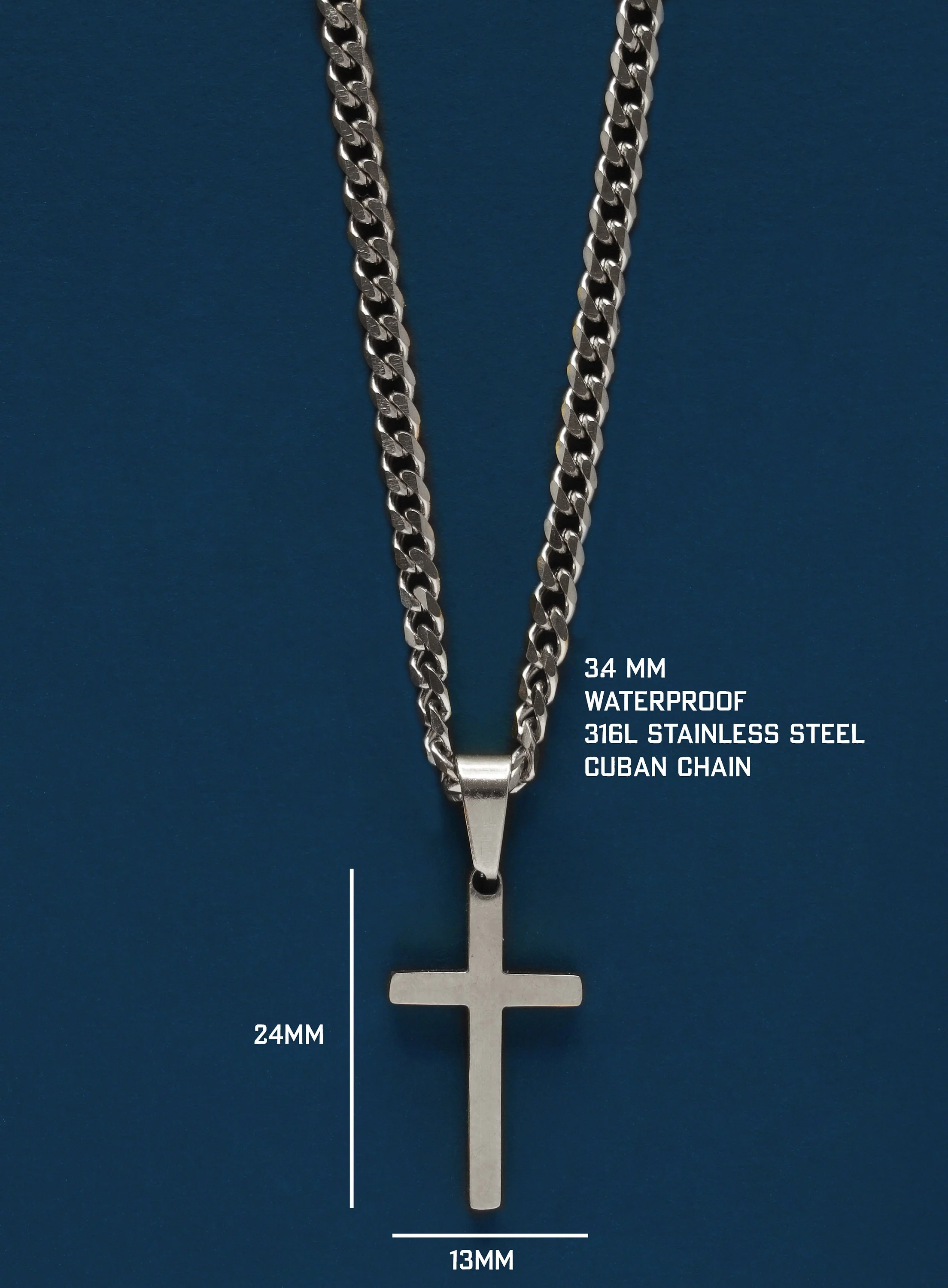 Waterproof Silver Cross Necklace for Men - Image 4