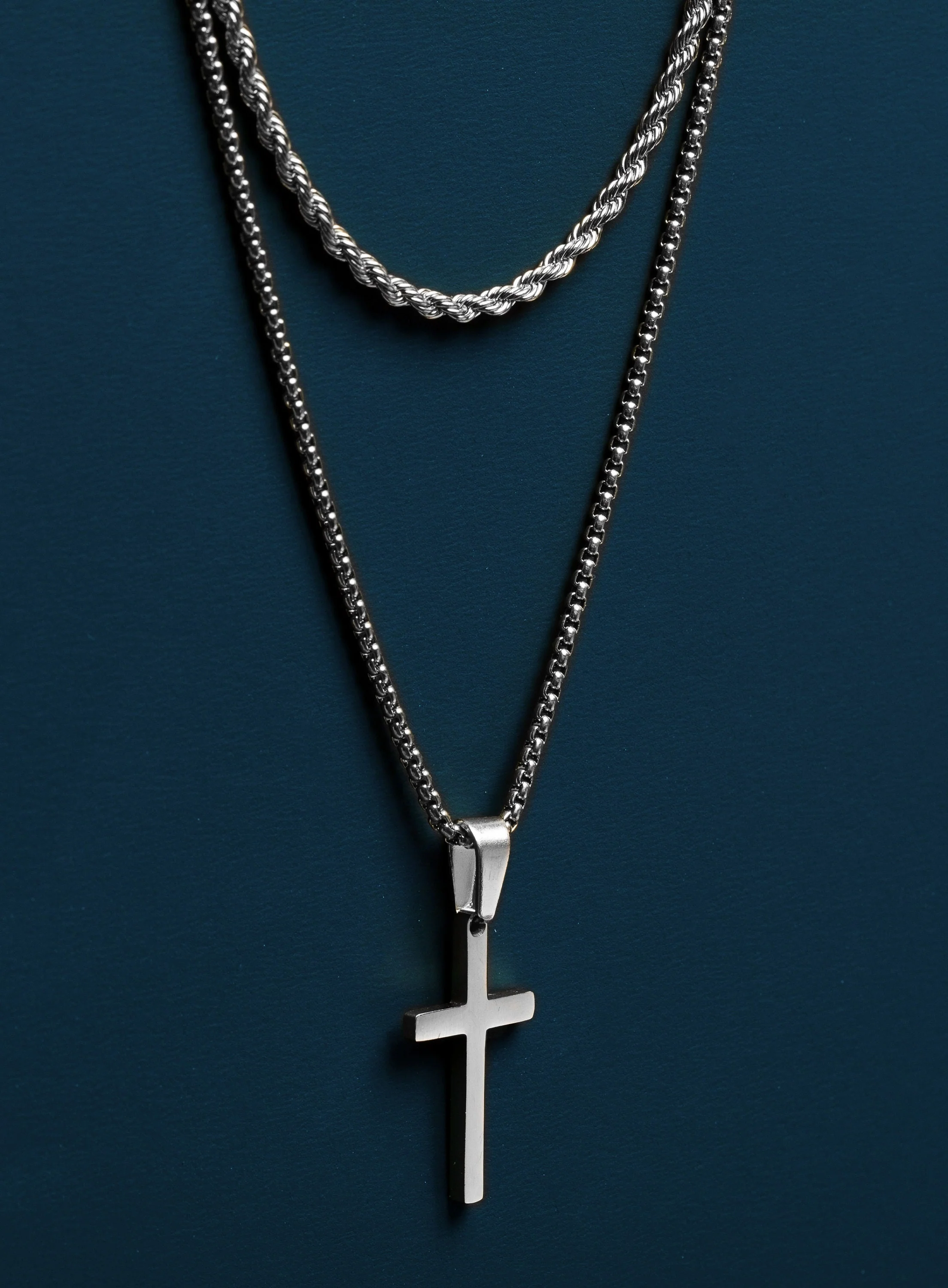Waterproof Stainless Steel Small Cross Necklace Set - Image 5