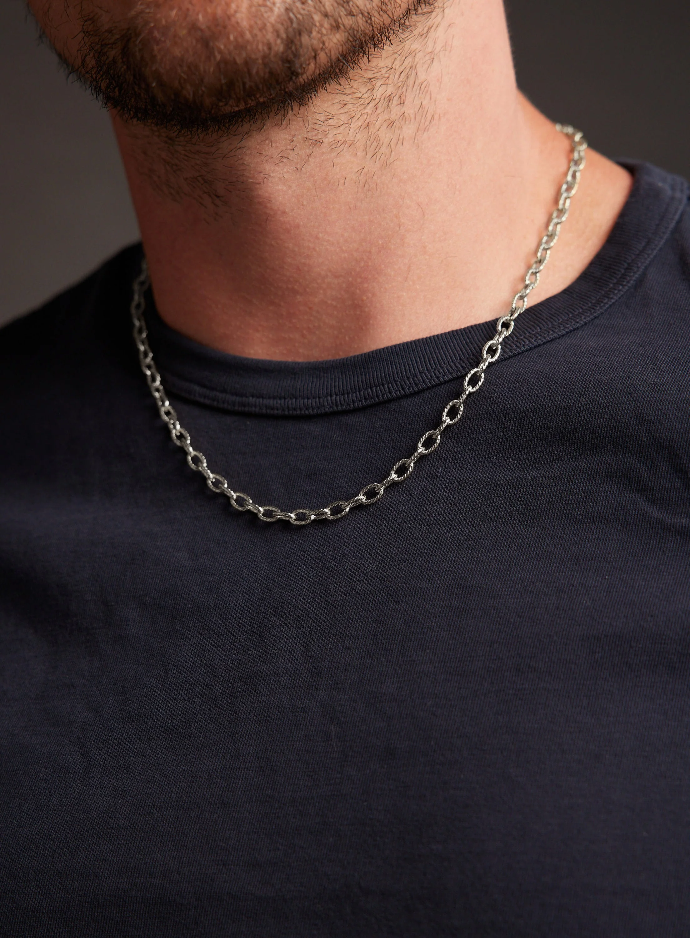 5mm Waterproof Silver Cable Chain Necklace for Men - Image 5
