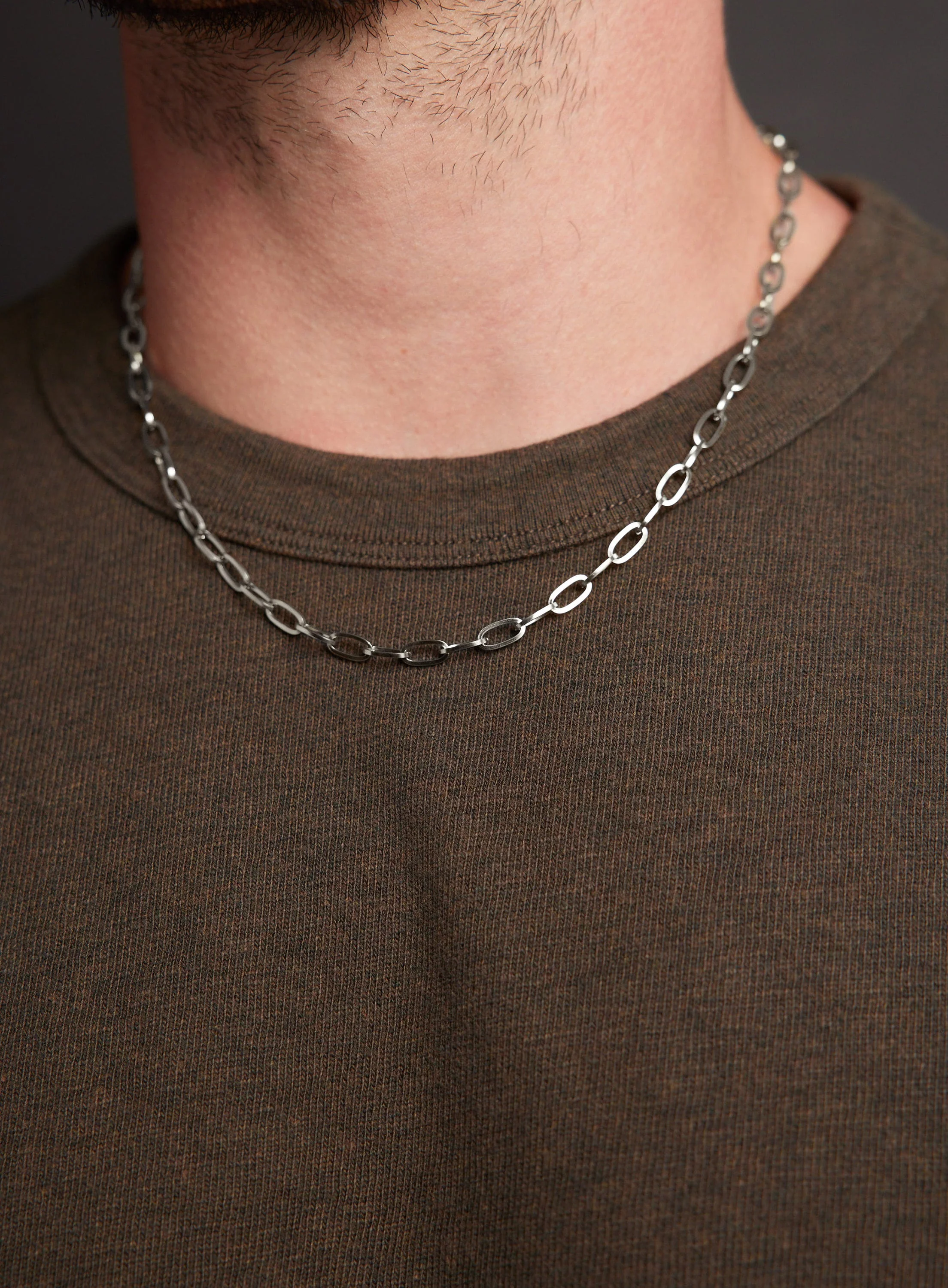 Waterproof Silver 5.5mm Thick Oval Cable Chain Necklace - Image 5